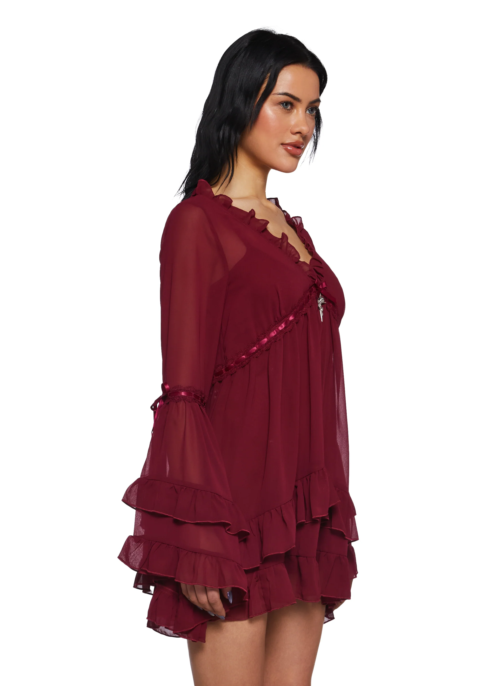 Real Divinity Mini Dress - Burgundy - Image 3
