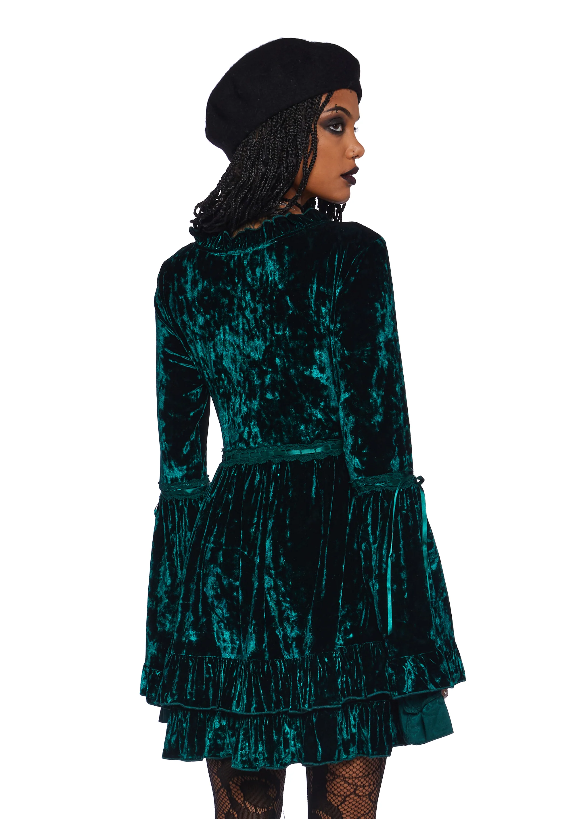 Real Divinity Mini Dress - Emerald Velvet - Image 4