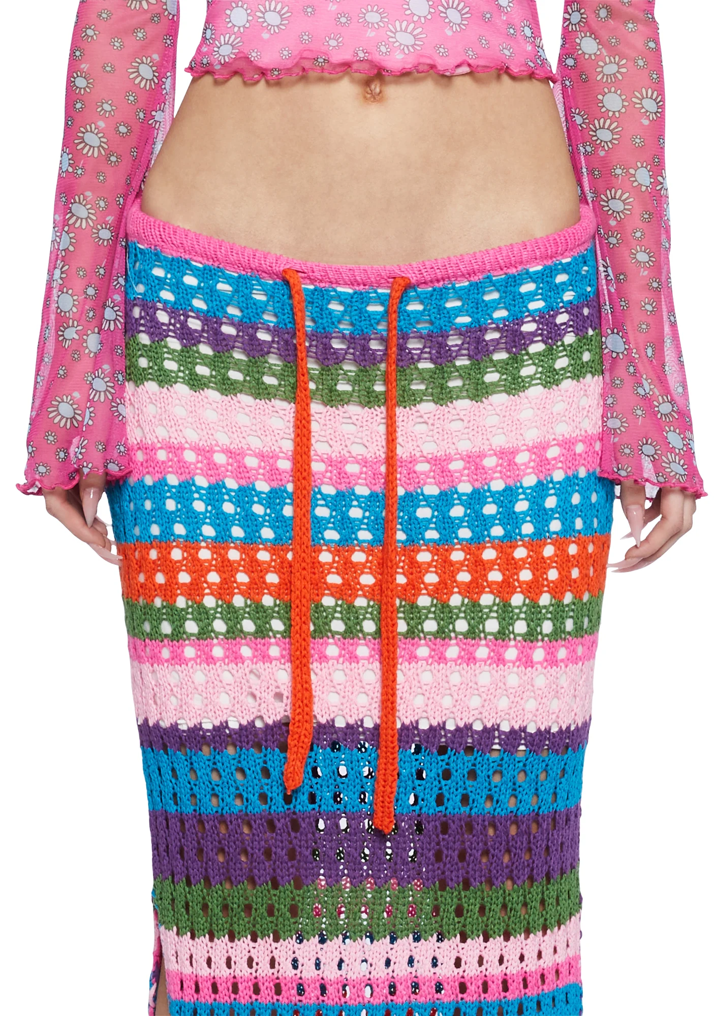 Really Keen Crochet Midi Skirt - Pink - Image 6
