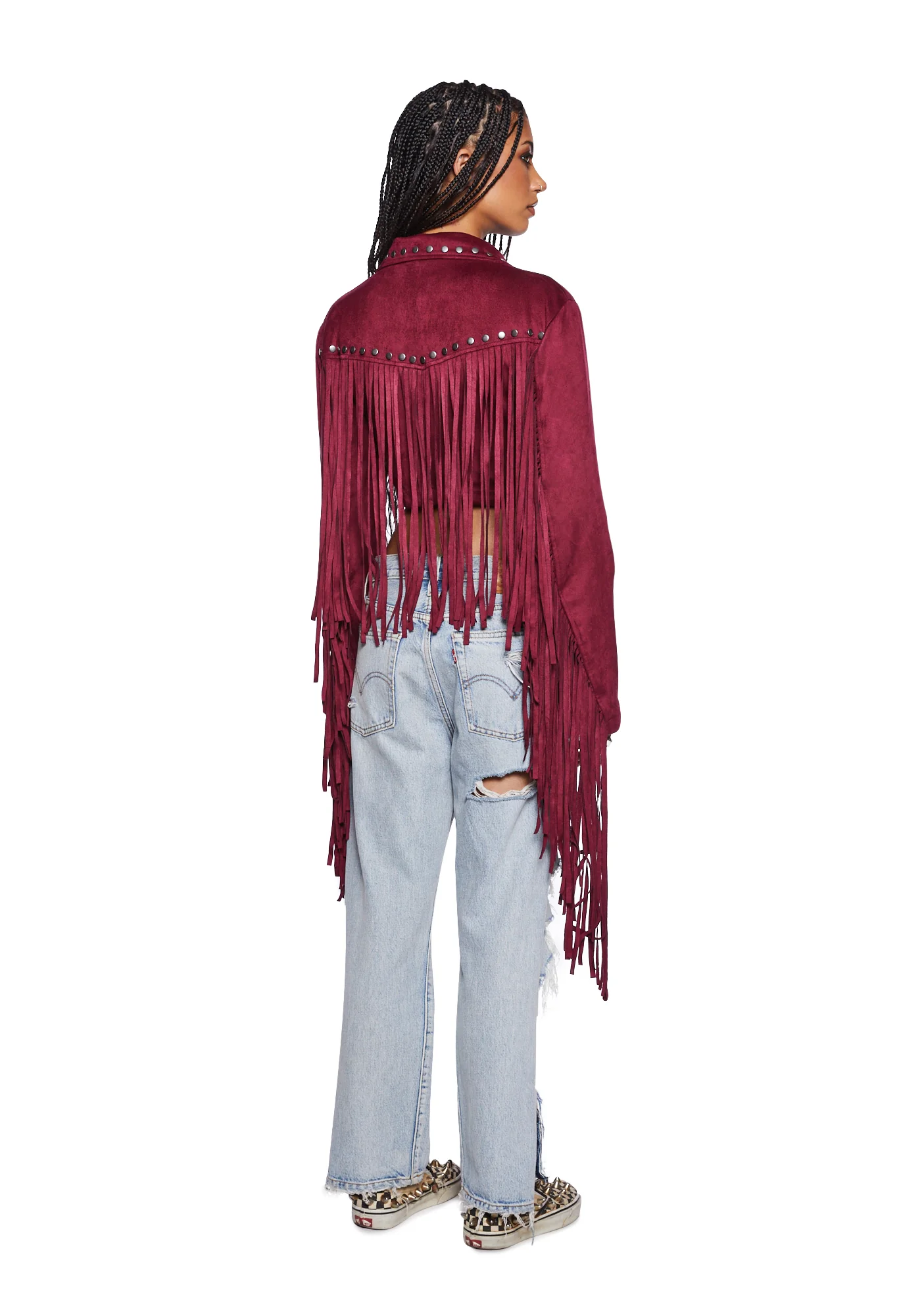 Rebel Takeover Fringe Moto Jacket - Image 4