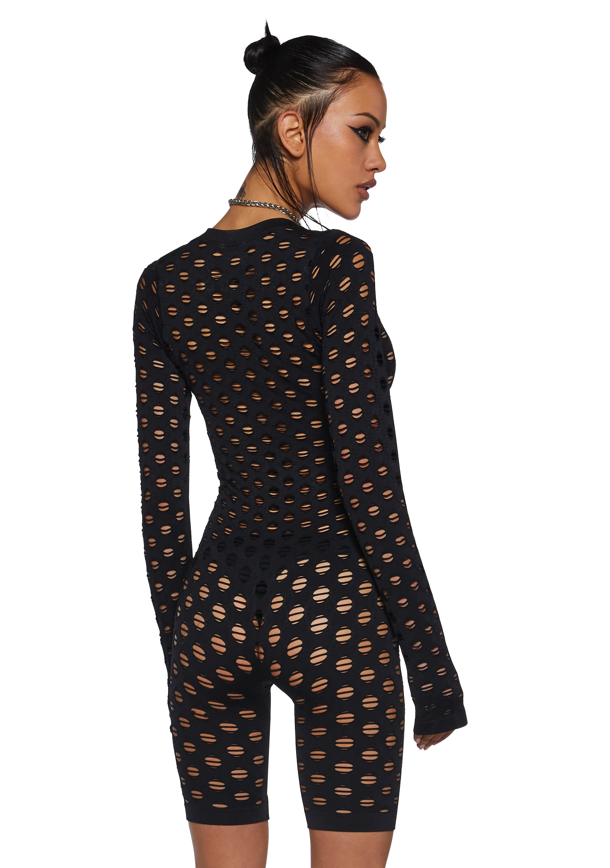 Rebellious Impression Zip-Up Romper - Image 3