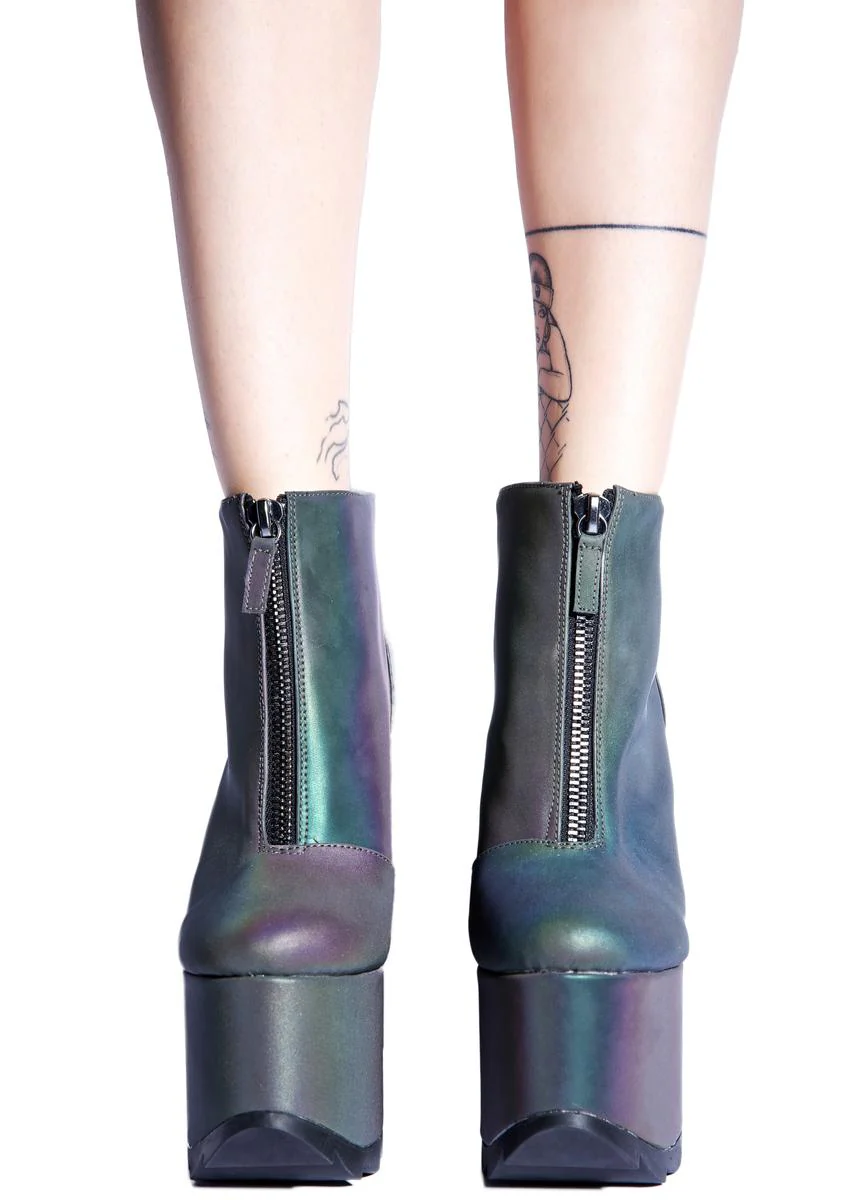Reflective Nightmare Platform Boots - Silver - Image 3
