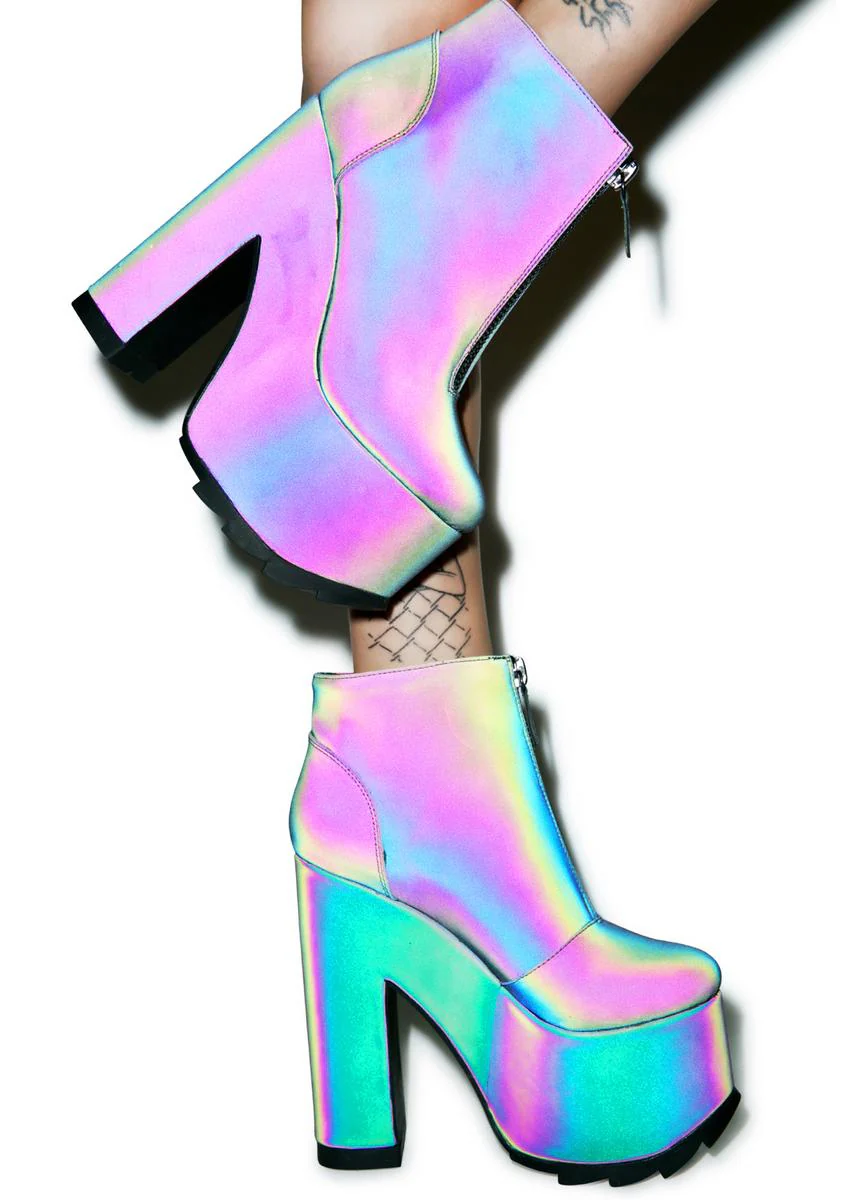 Reflective Nightmare Platform Boots - Silver - Image 4