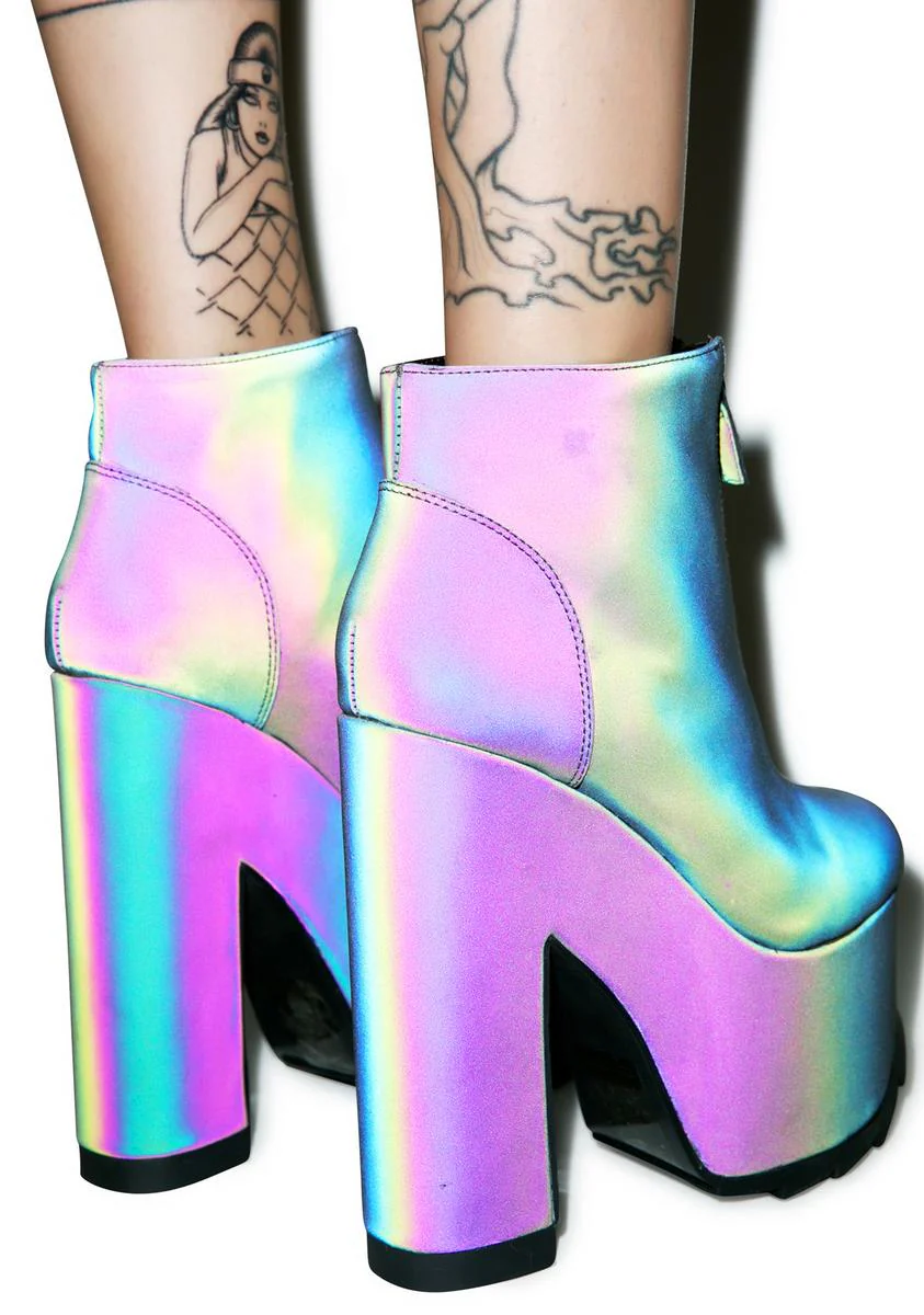 Reflective Nightmare Platform Boots - Silver - Image 5