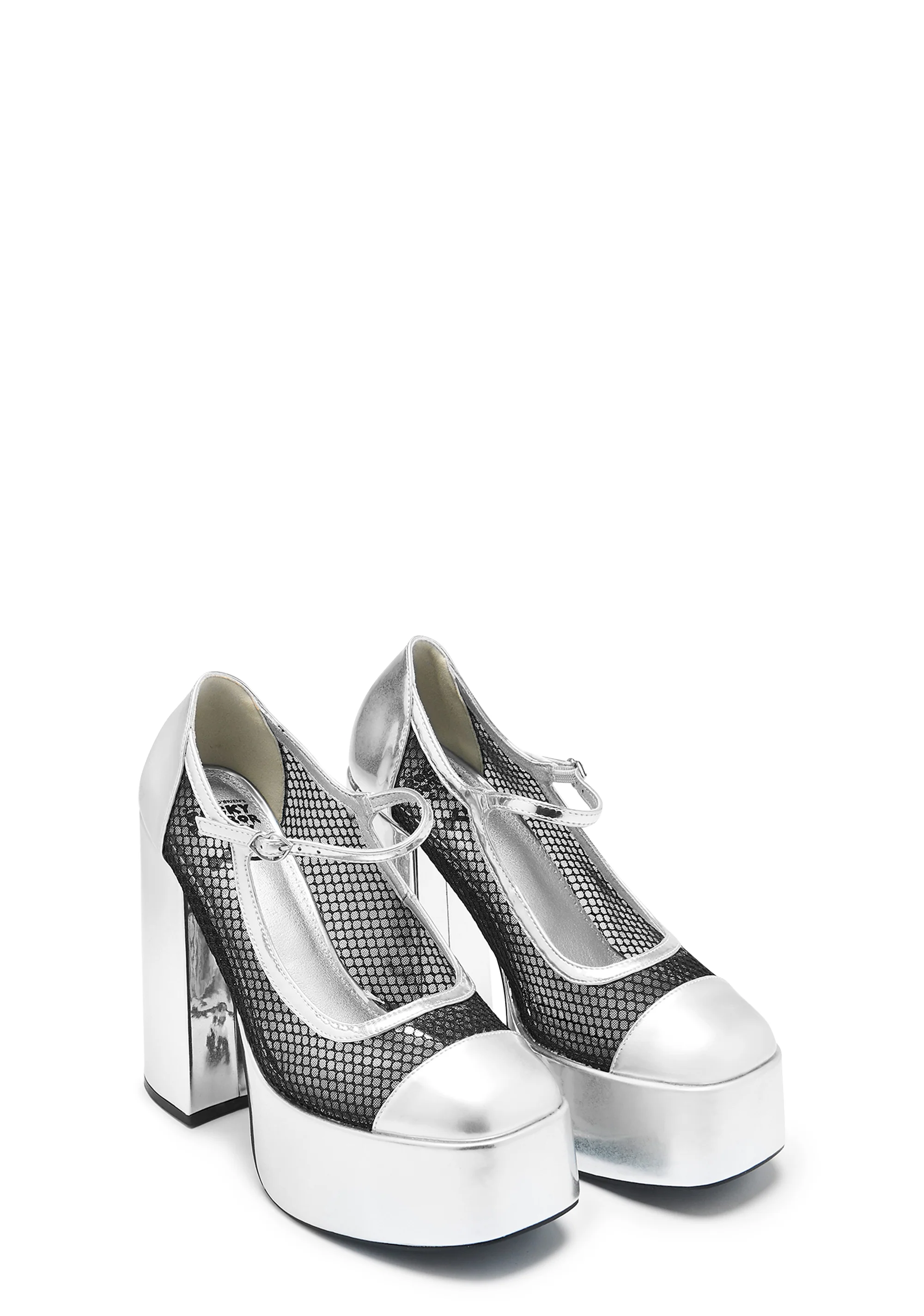 Regular Frankie Fan Fishnet Platform Heels - White - Image 2