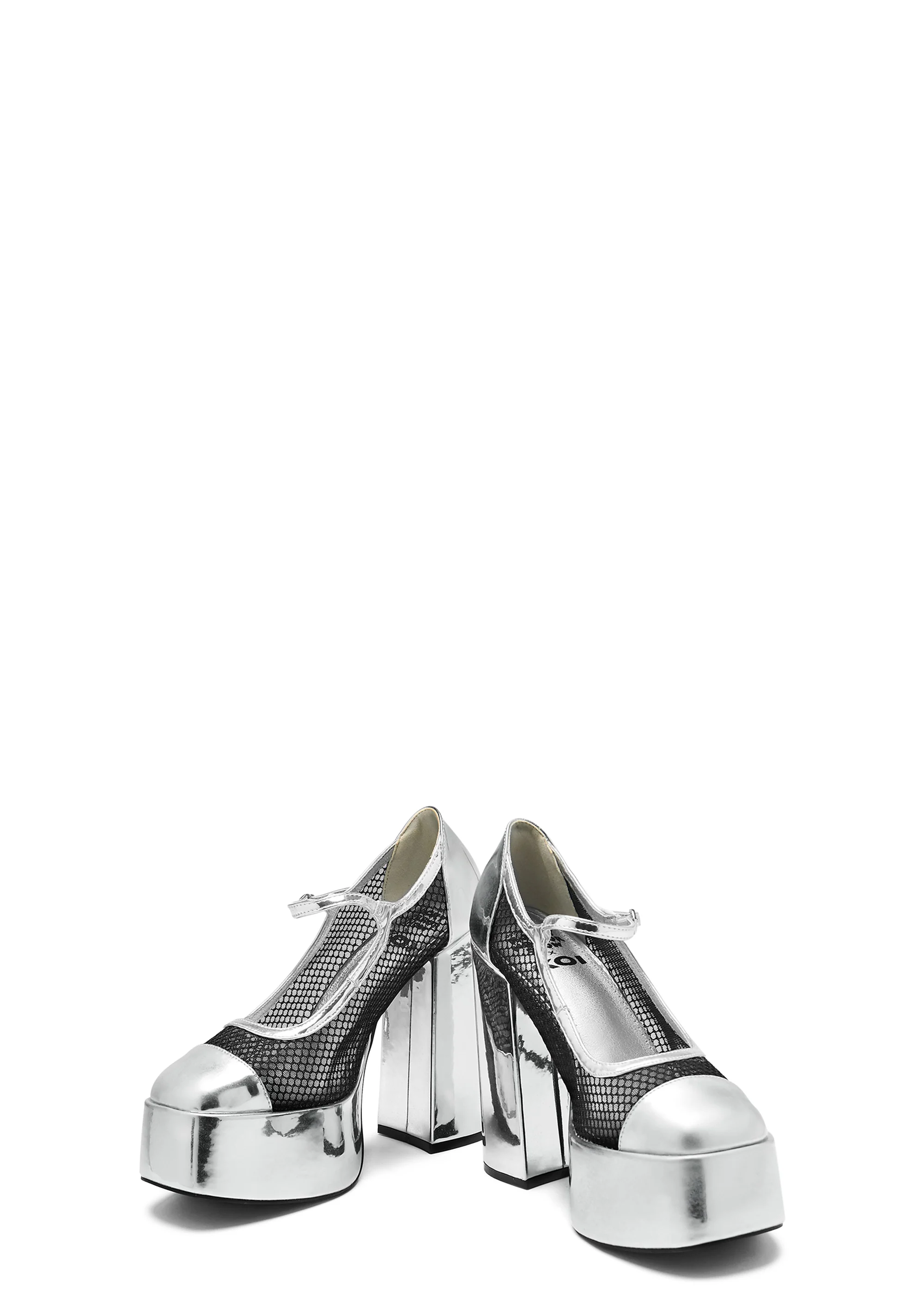 Regular Frankie Fan Fishnet Platform Heels - White - Image 5
