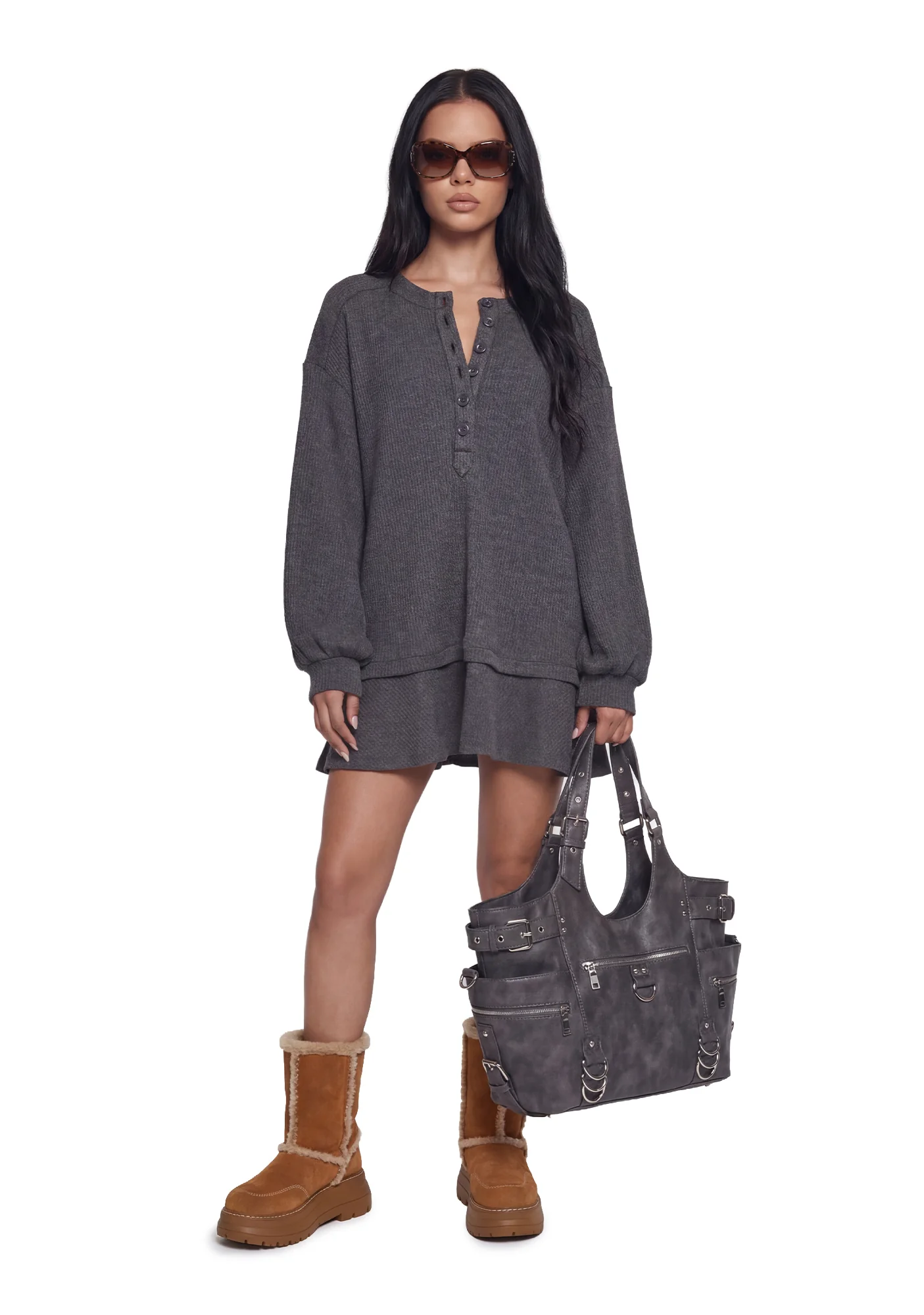 First Glances Trapeze Dress - Gray - Image 2