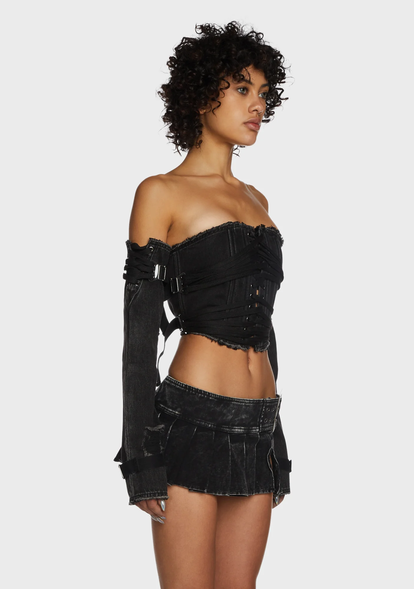 Replay Lace-Up Corset And Gloves Set - Black - Image 3