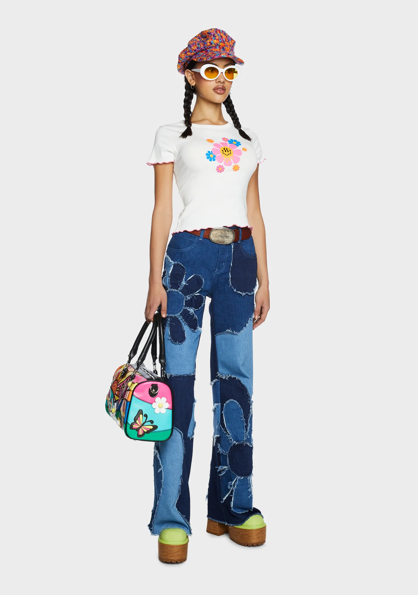 Retro Station Patchwork Pants - Image 2