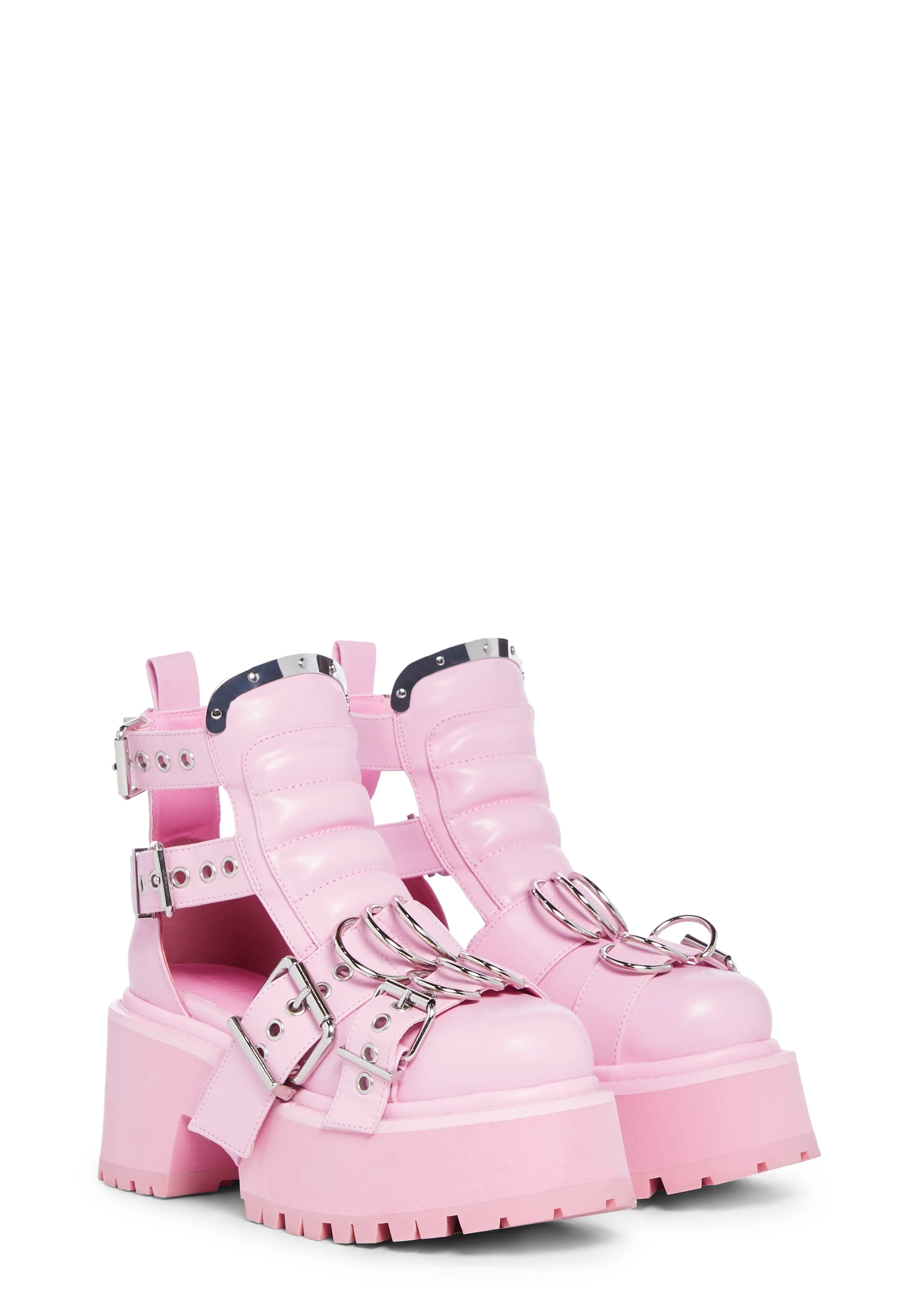 Rev Your Engine Buckled Boots - Pink - Image 3