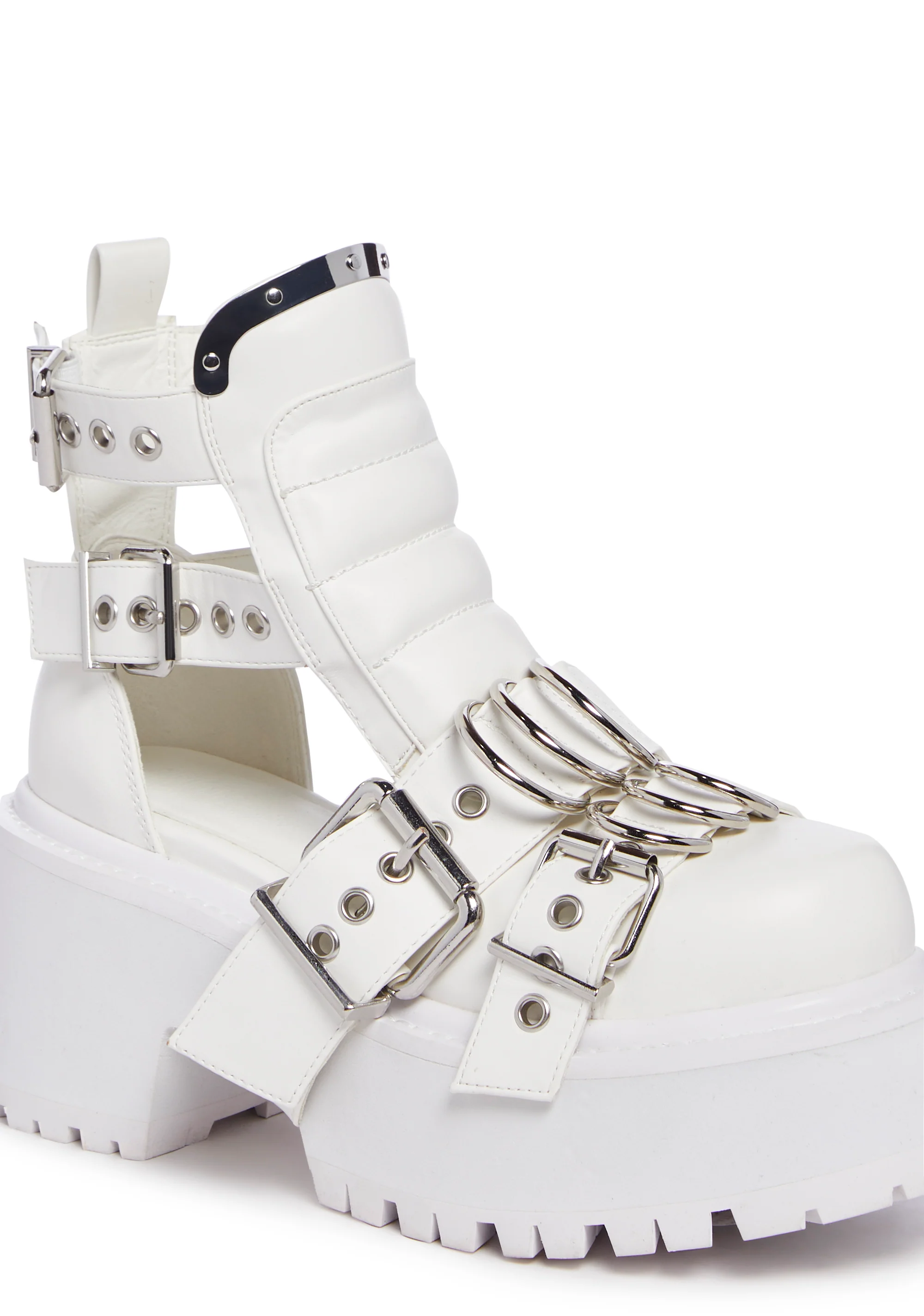 Rev Your Engine Buckled Boots - White - Image 2