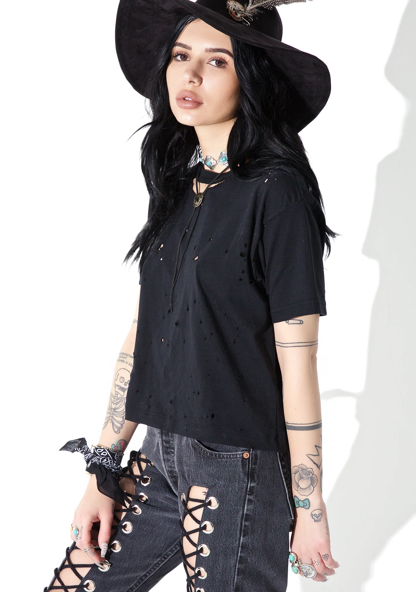 Reworked Distressed Crop Tee - Image 3