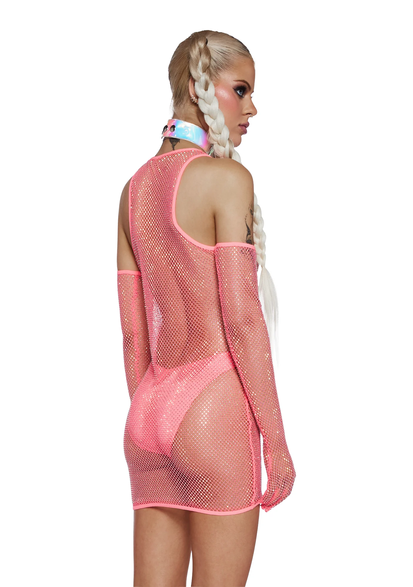 Stage Hopper Fishnet Dress Set - Pink - Image 4