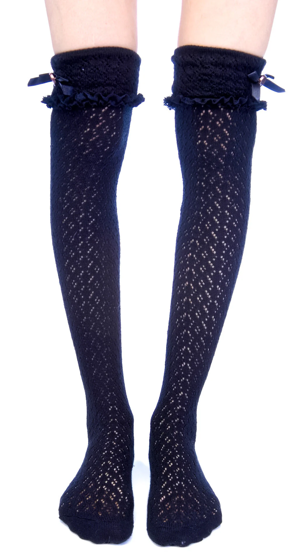 Ribbon Knee High Socks - Off White - Image 2