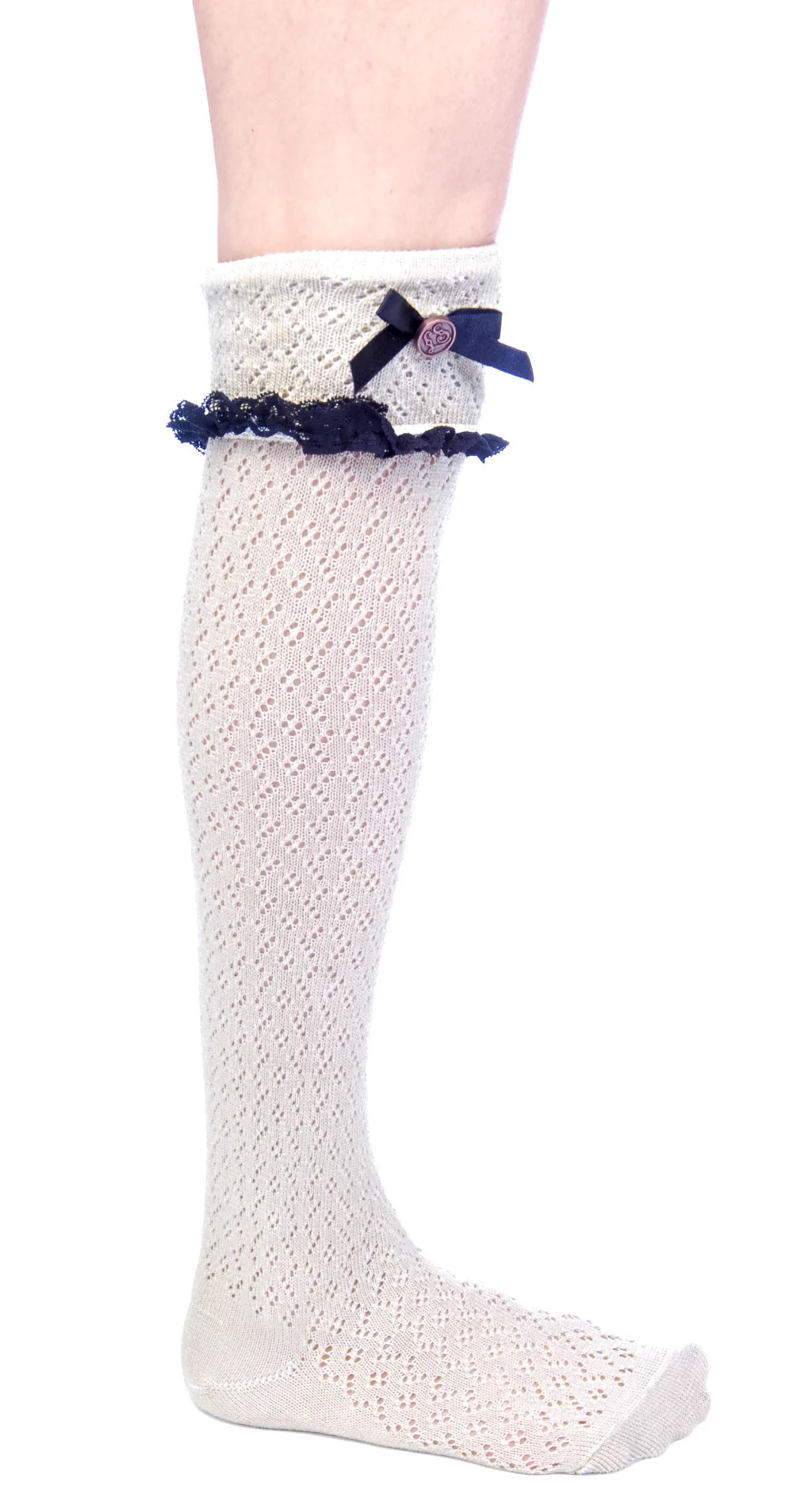 Ribbon Knee High Socks - Off White - Image 6