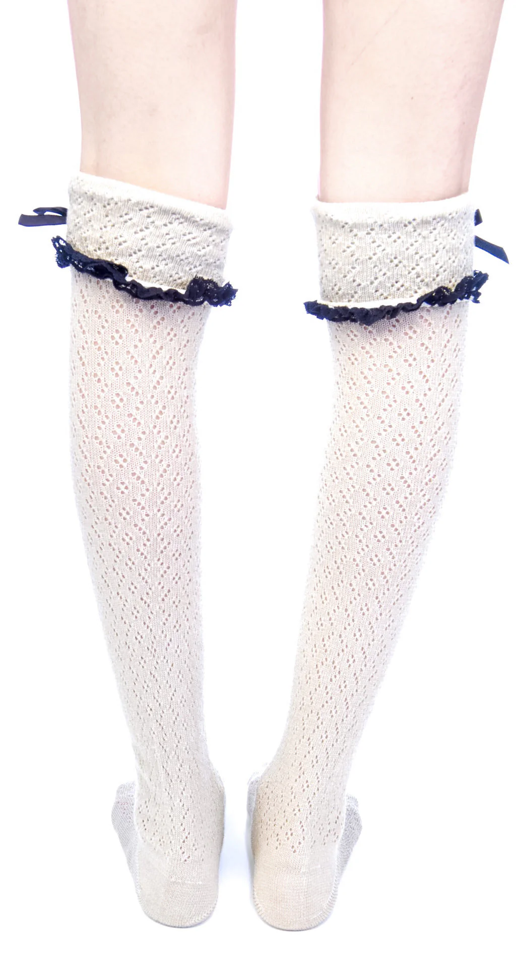 Ribbon Knee High Socks - Off White - Image 9