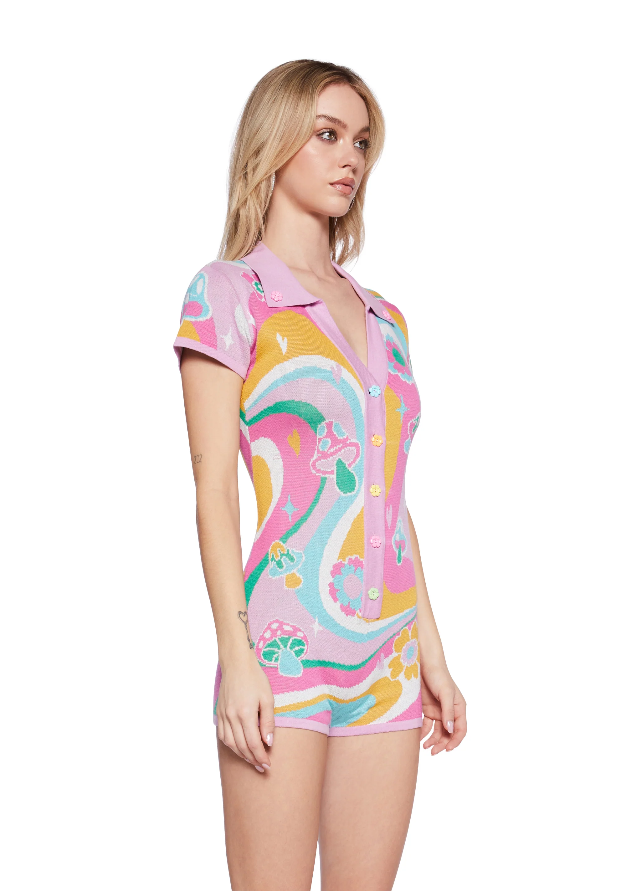 Riding The Rainbow Knit Romper - Image 4