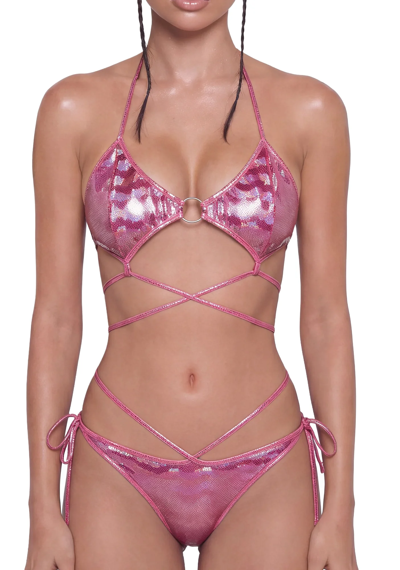 Metallic Strappy Festival Set - Pink - Image 5
