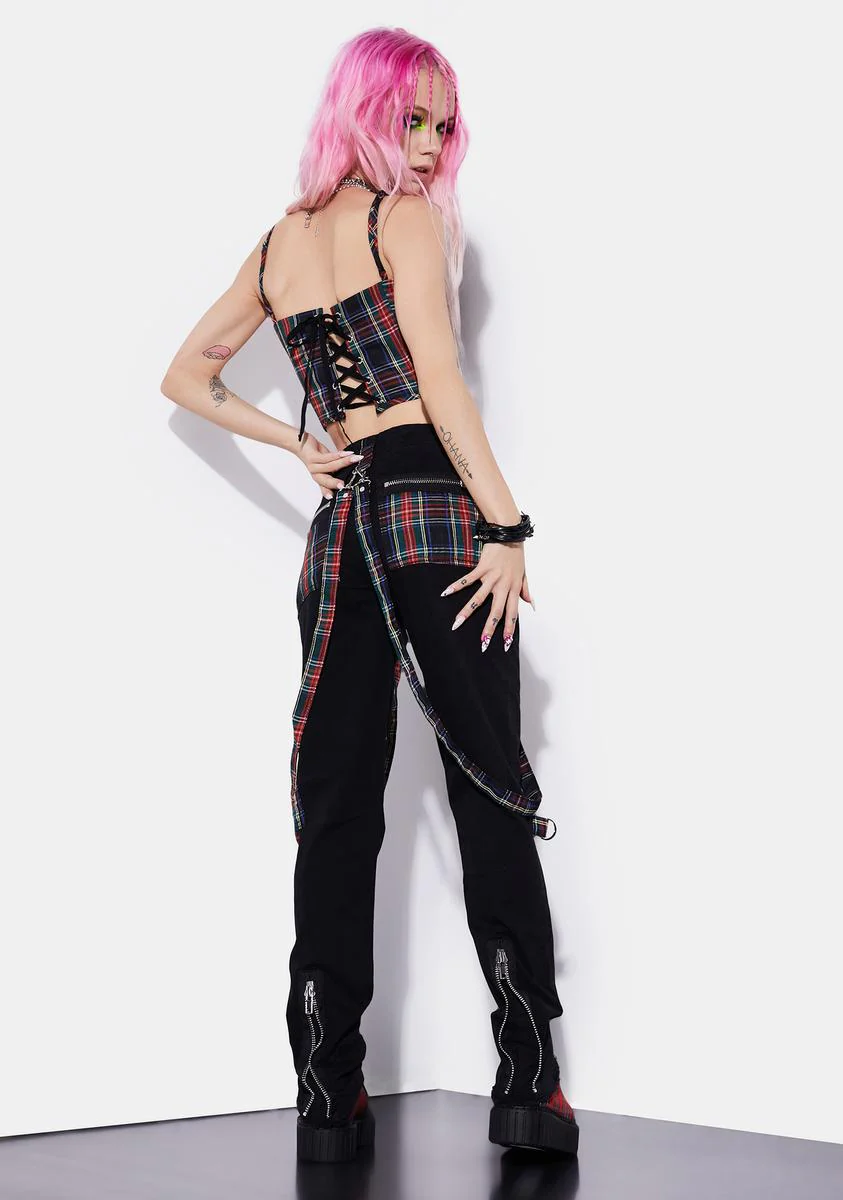 Riot Squad Mixed Plaid Pants - Image 4