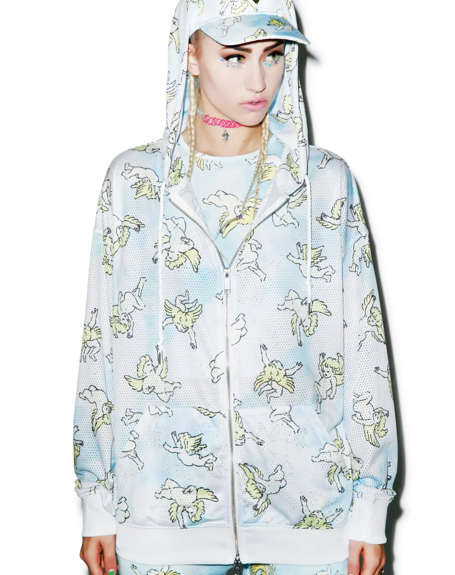 Risen Sky Mesh Hoodie - Light Blue - Image 3