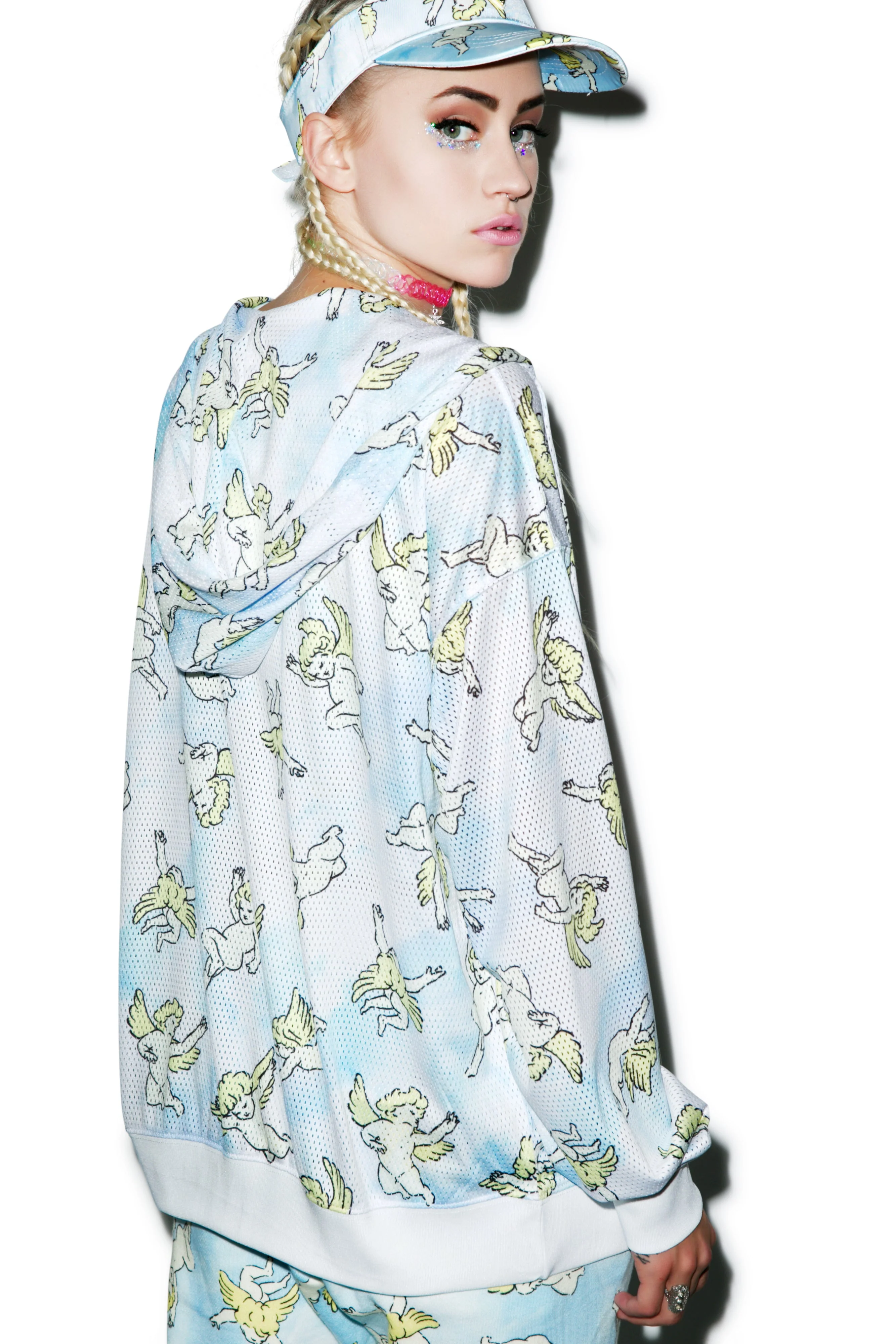 Risen Sky Mesh Hoodie - Light Blue - Image 4