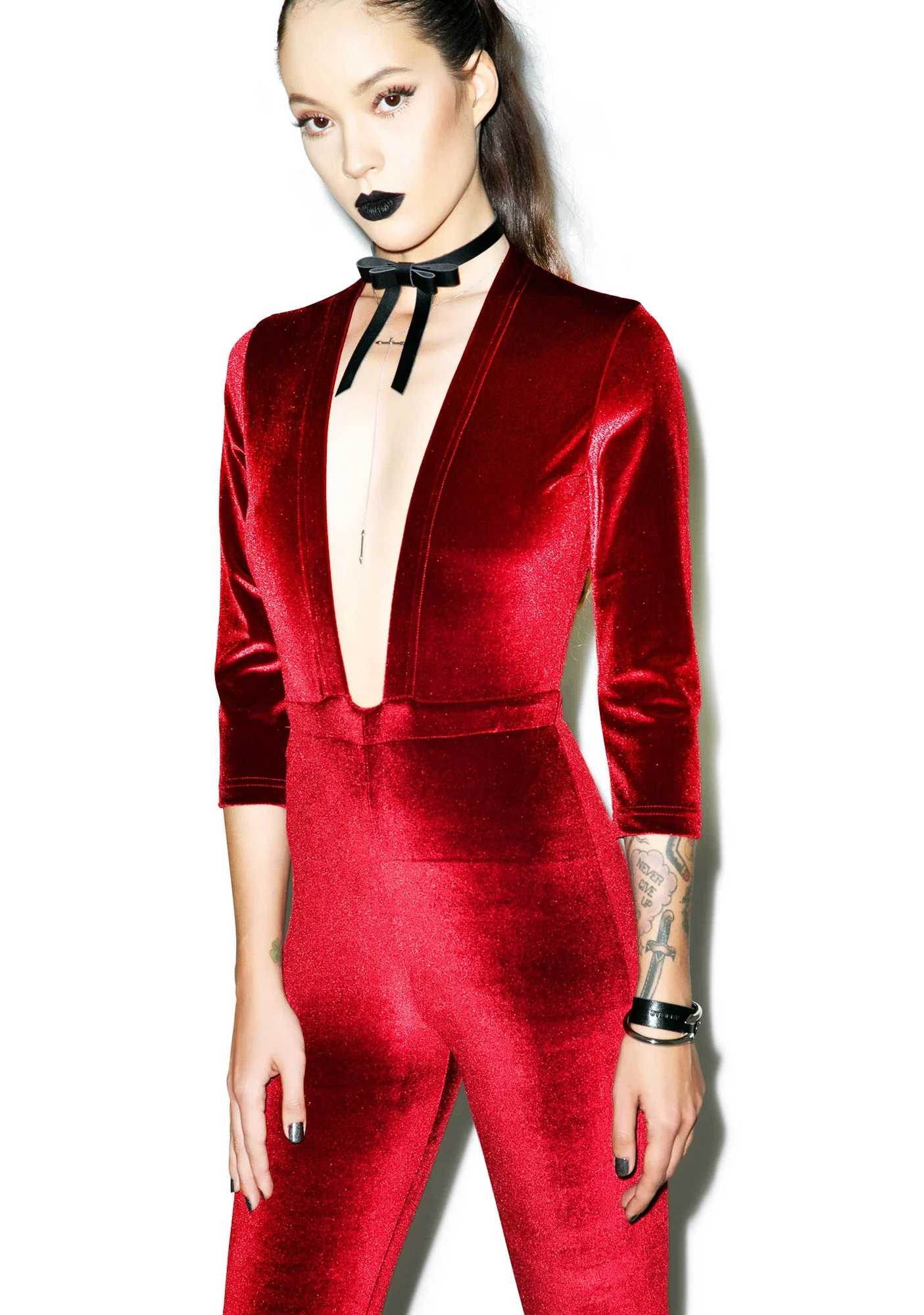 Ritchie Velvet Jumpsuit - Red - Image 9
