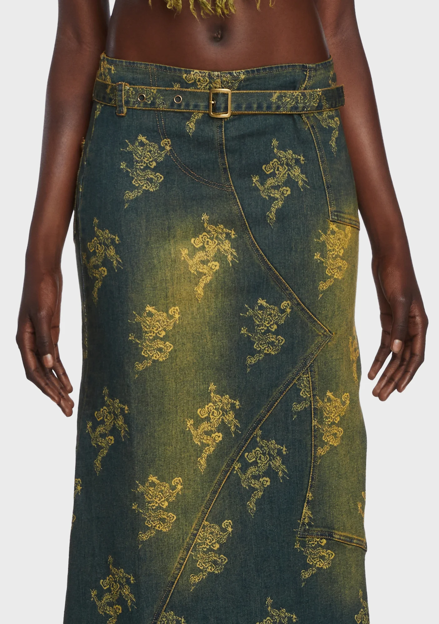 Romance Grunge Denim Long Skirt - Image 2