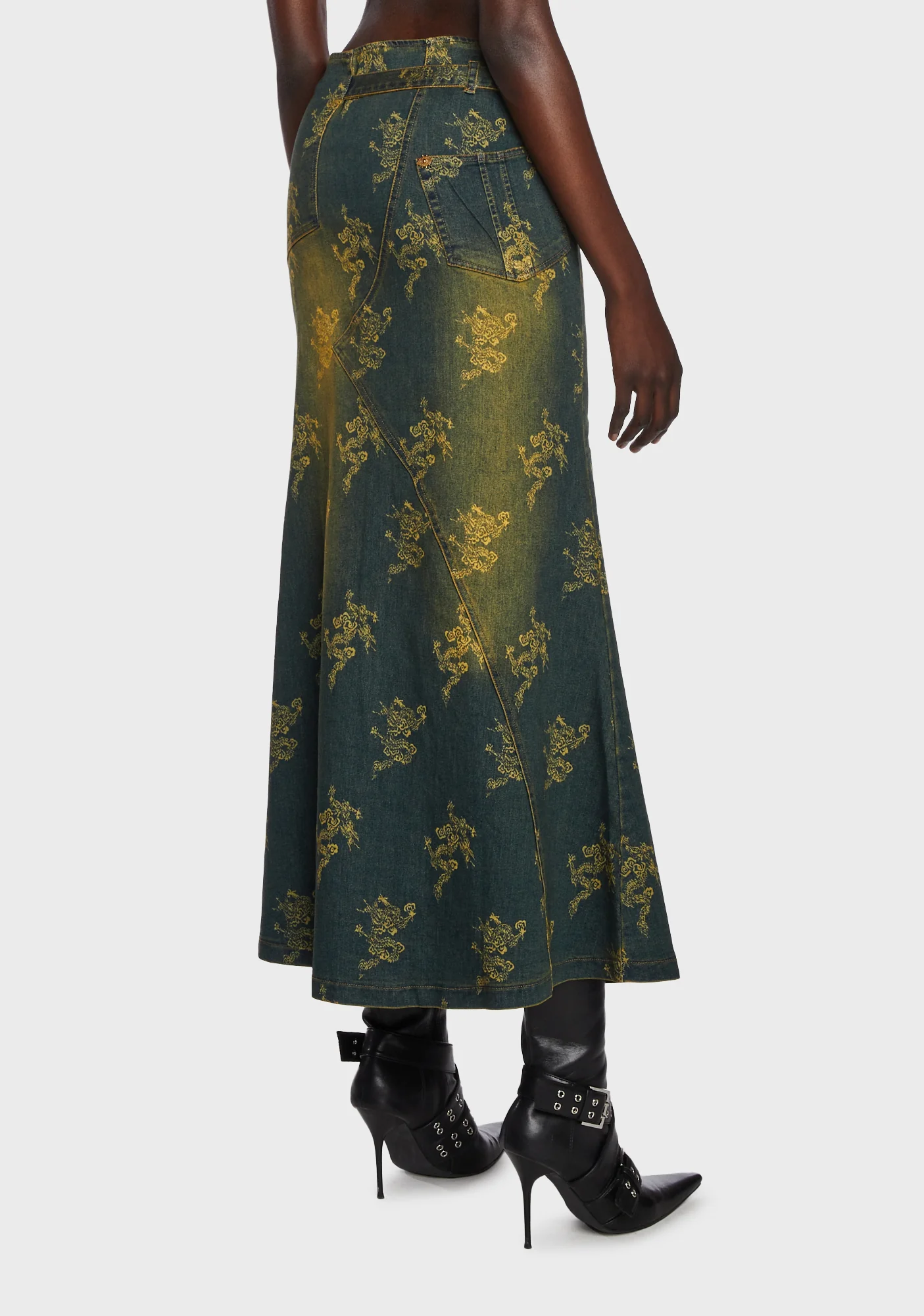 Romance Grunge Denim Long Skirt - Image 4
