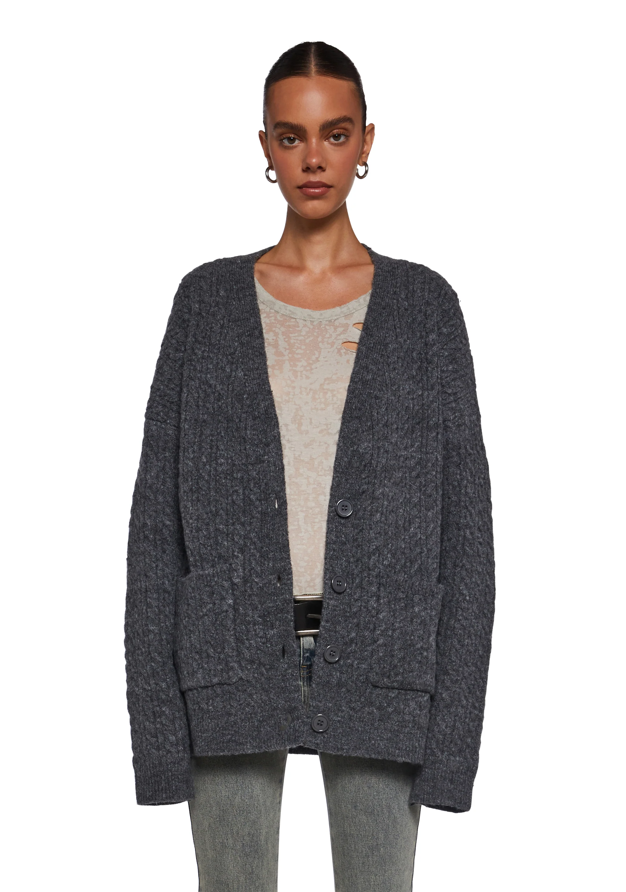 Rooftop Escape Knit Cardigan - Gray - Image 6