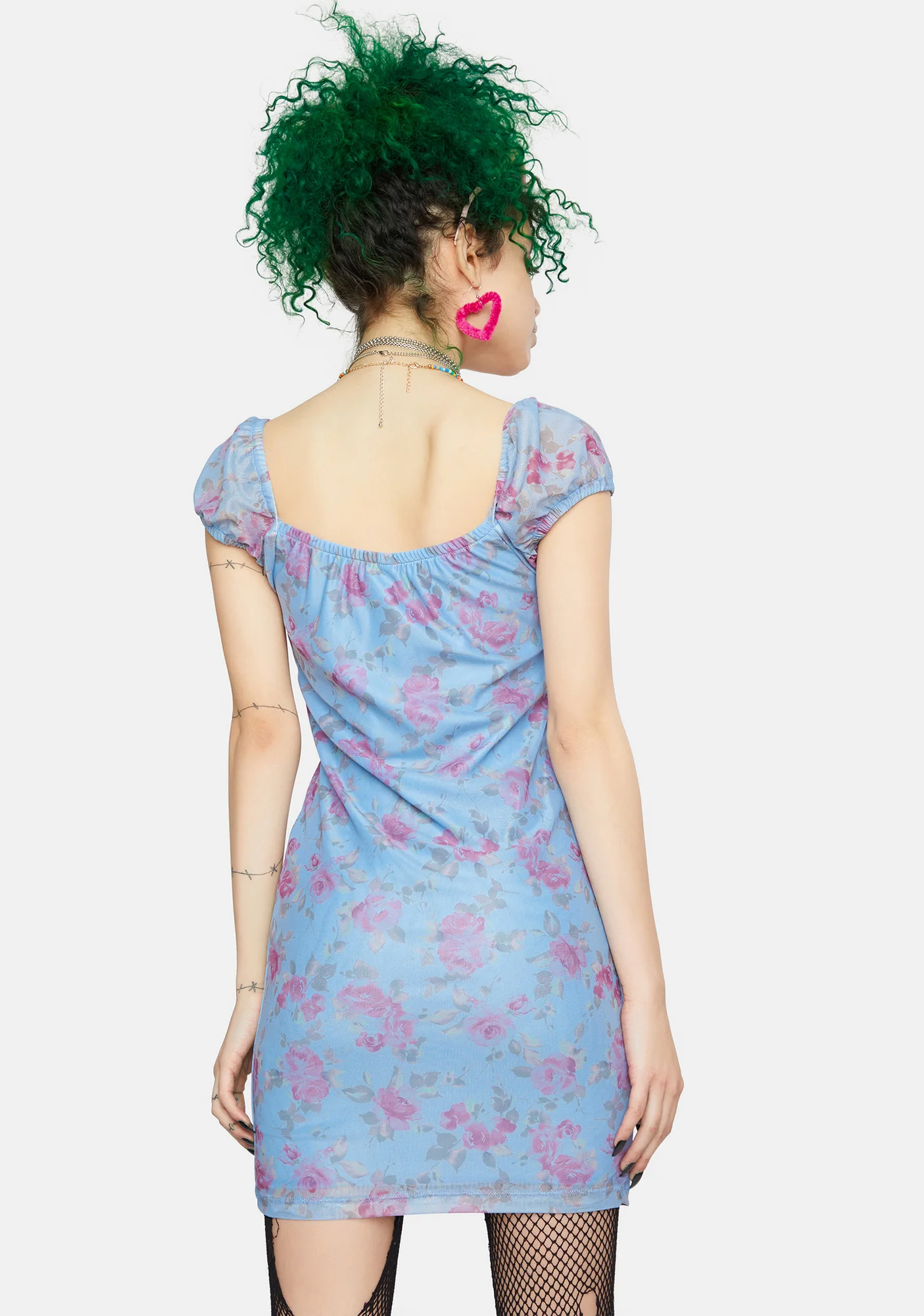 Rosa Powder Blue Mesh Bigail Mini Dress - Image 4
