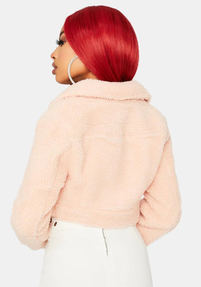 Rose Crop Me Out Sherpa Jacket - Image 4