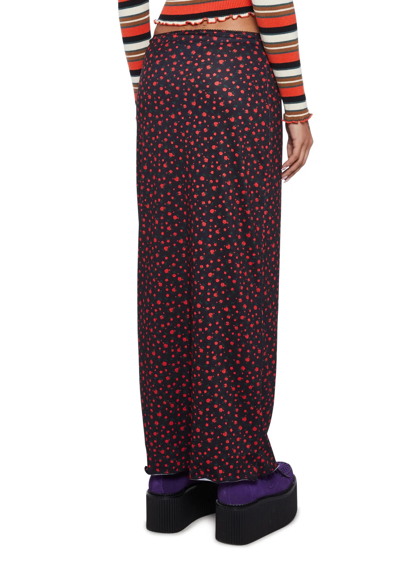 Rose Print Midi Skirt - Image 4