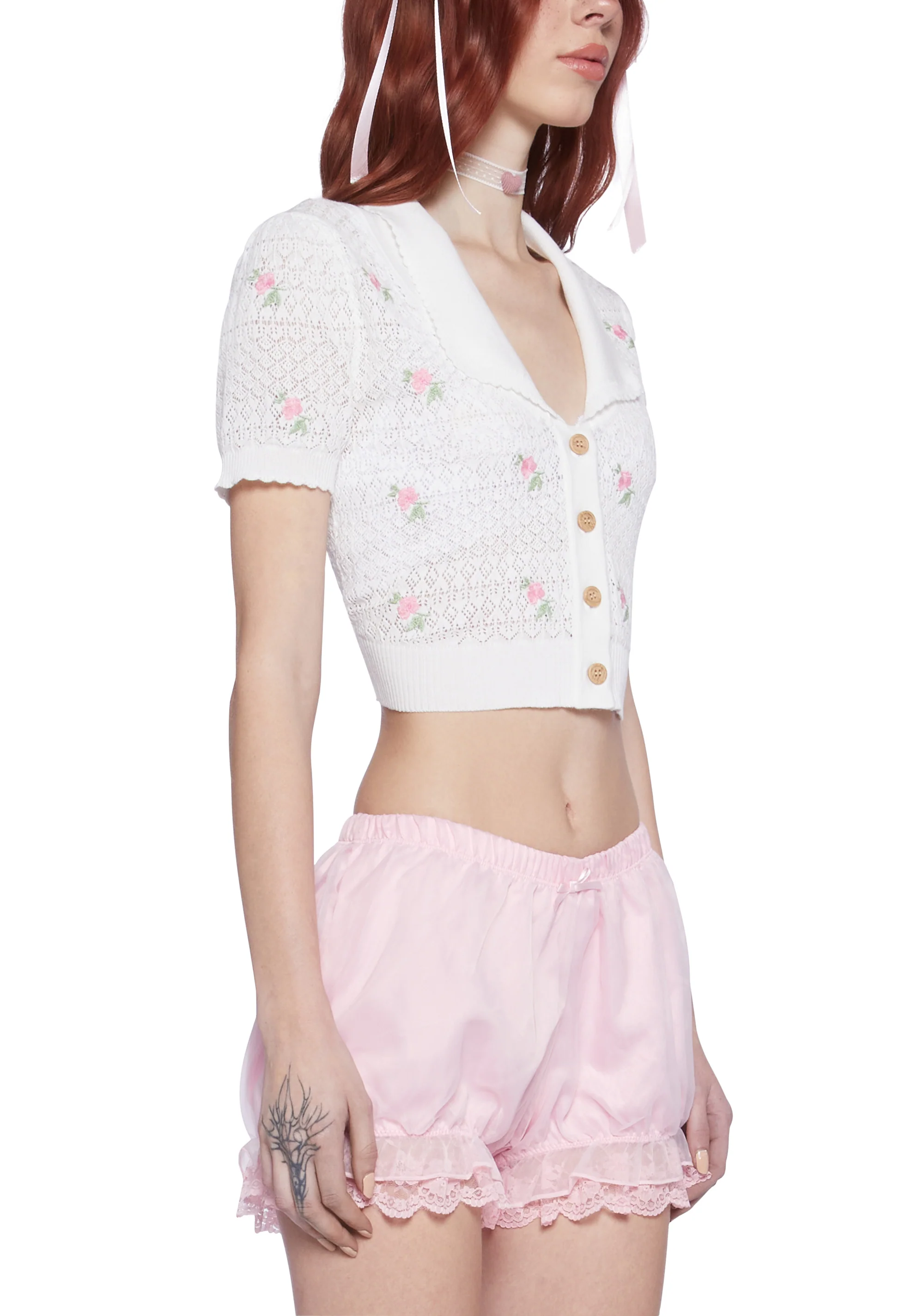 Rosy Morning Cropped Cardigan - Image 2