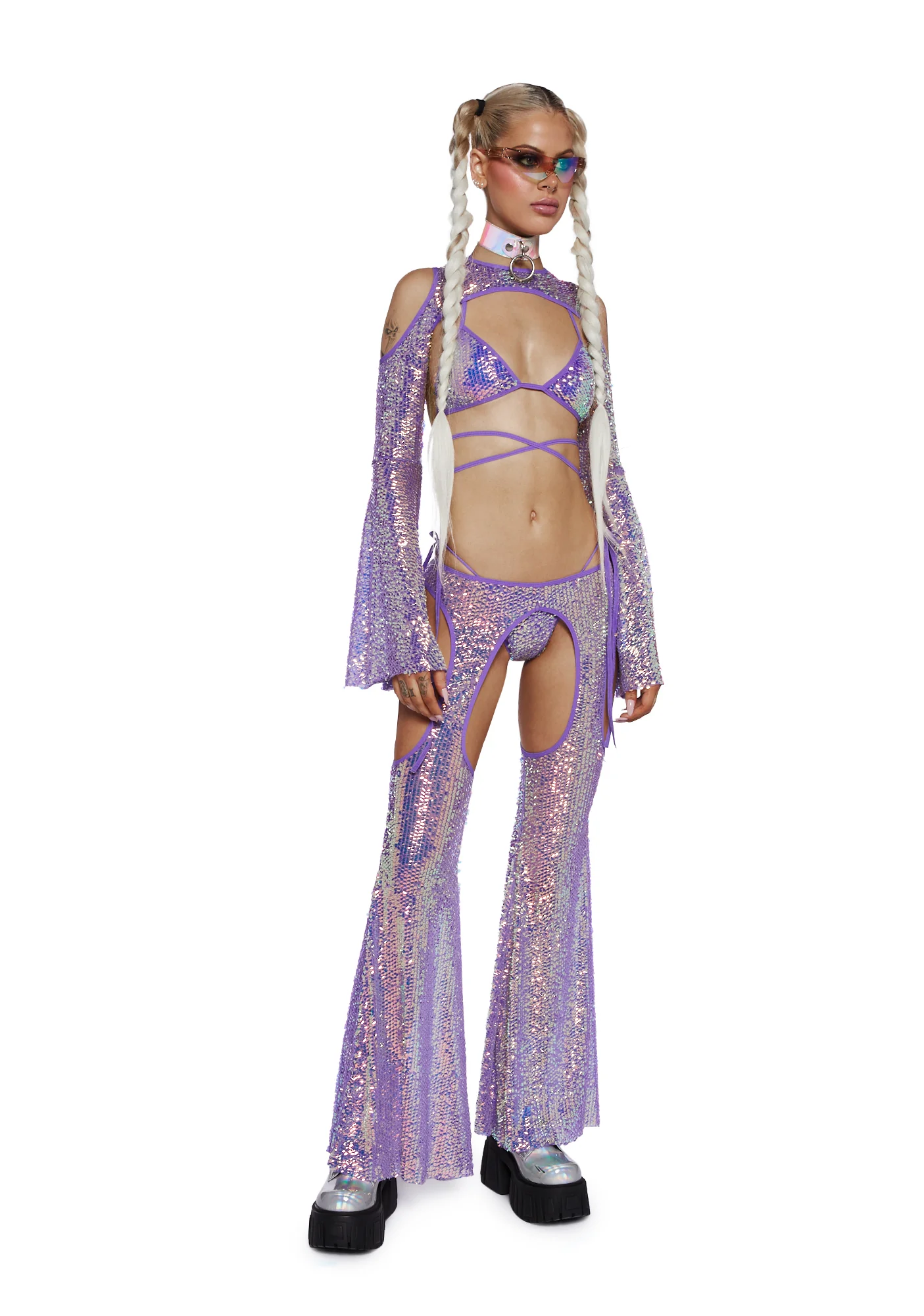 Royal Reef Diva Sequin Shrug - Purple - Image 2