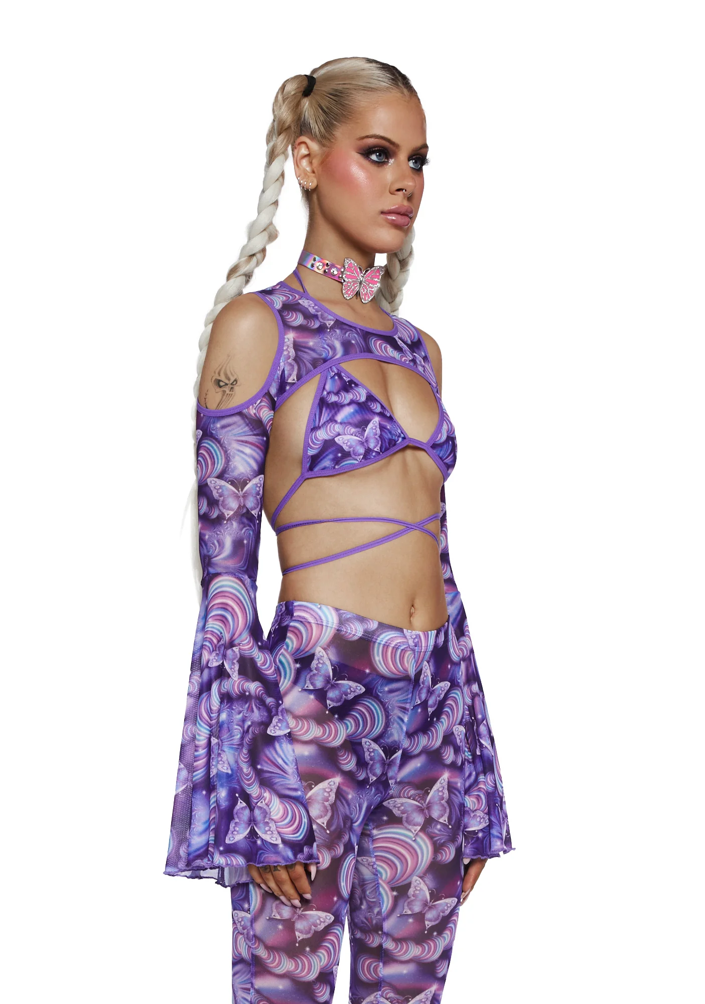 Pixie Wishes Printed Shrug - Purple - Image 3