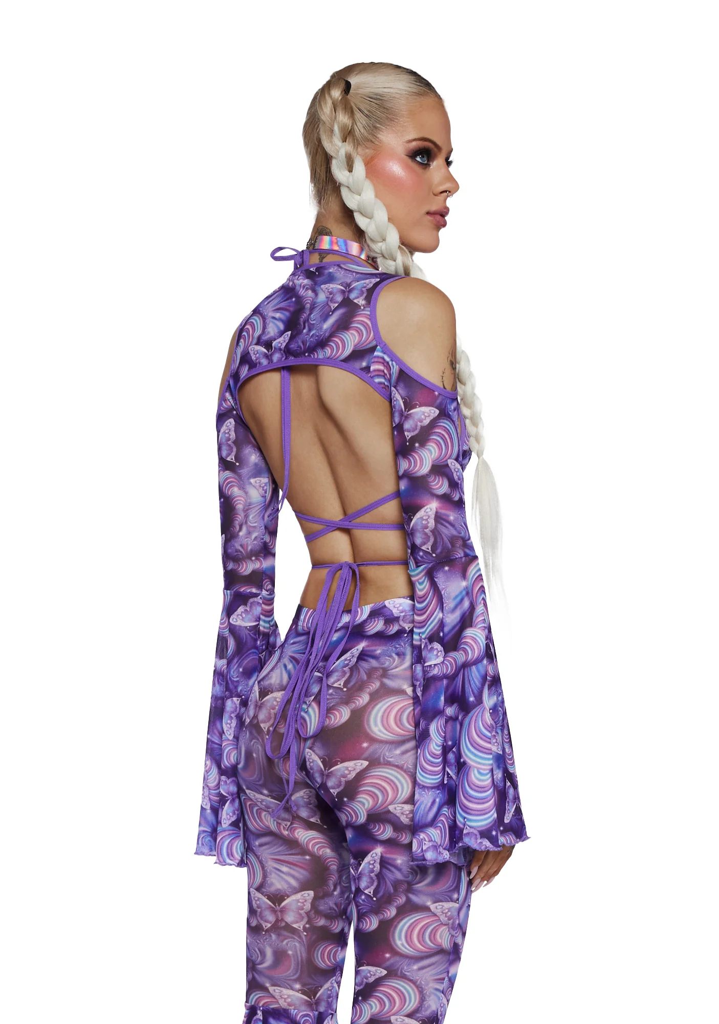 Pixie Wishes Printed Shrug - Purple - Image 4