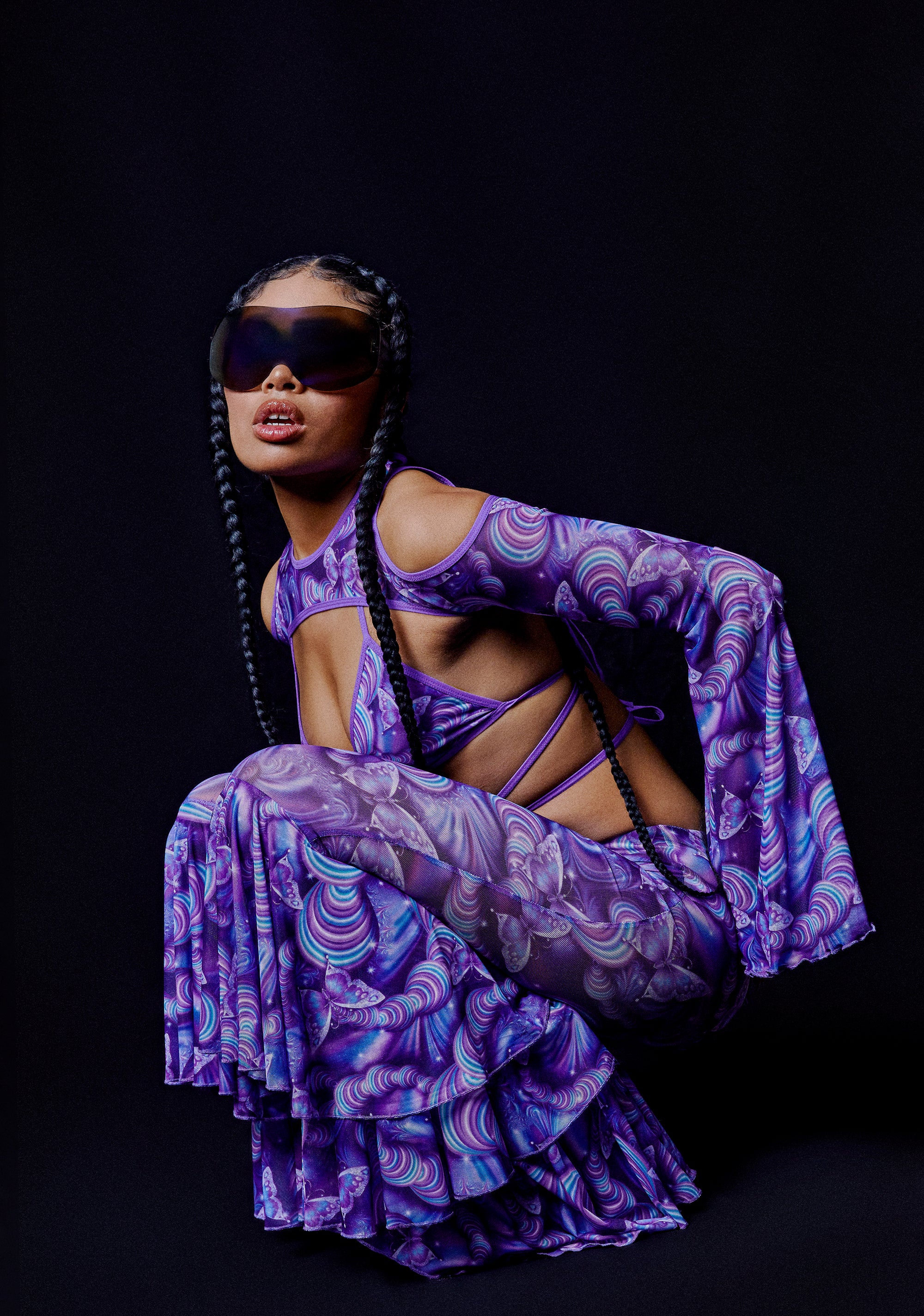 Pixie Wishes Printed Shrug - Purple - Image 6