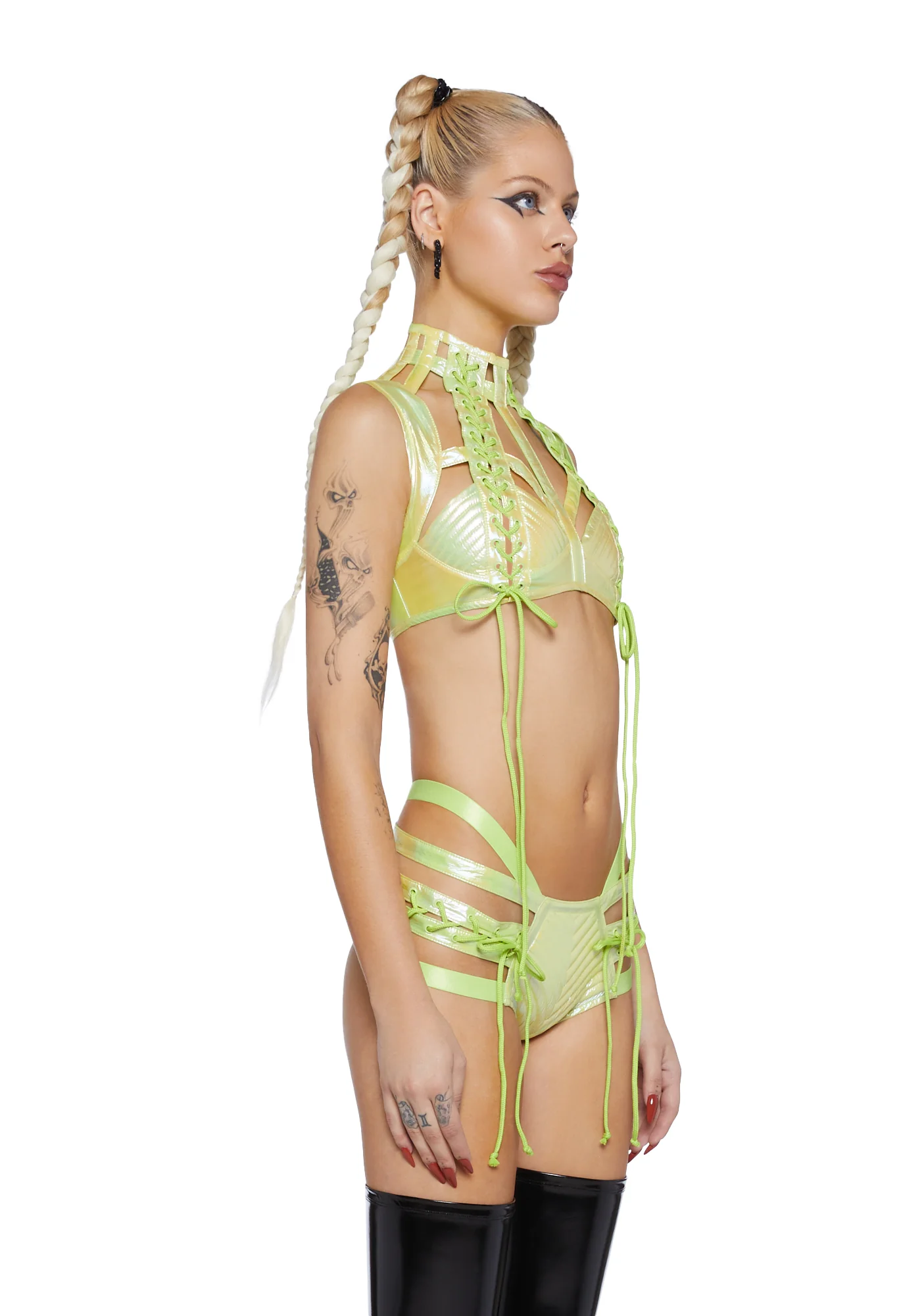 Rude Awakening Harness Bra Top - Green - Image 3