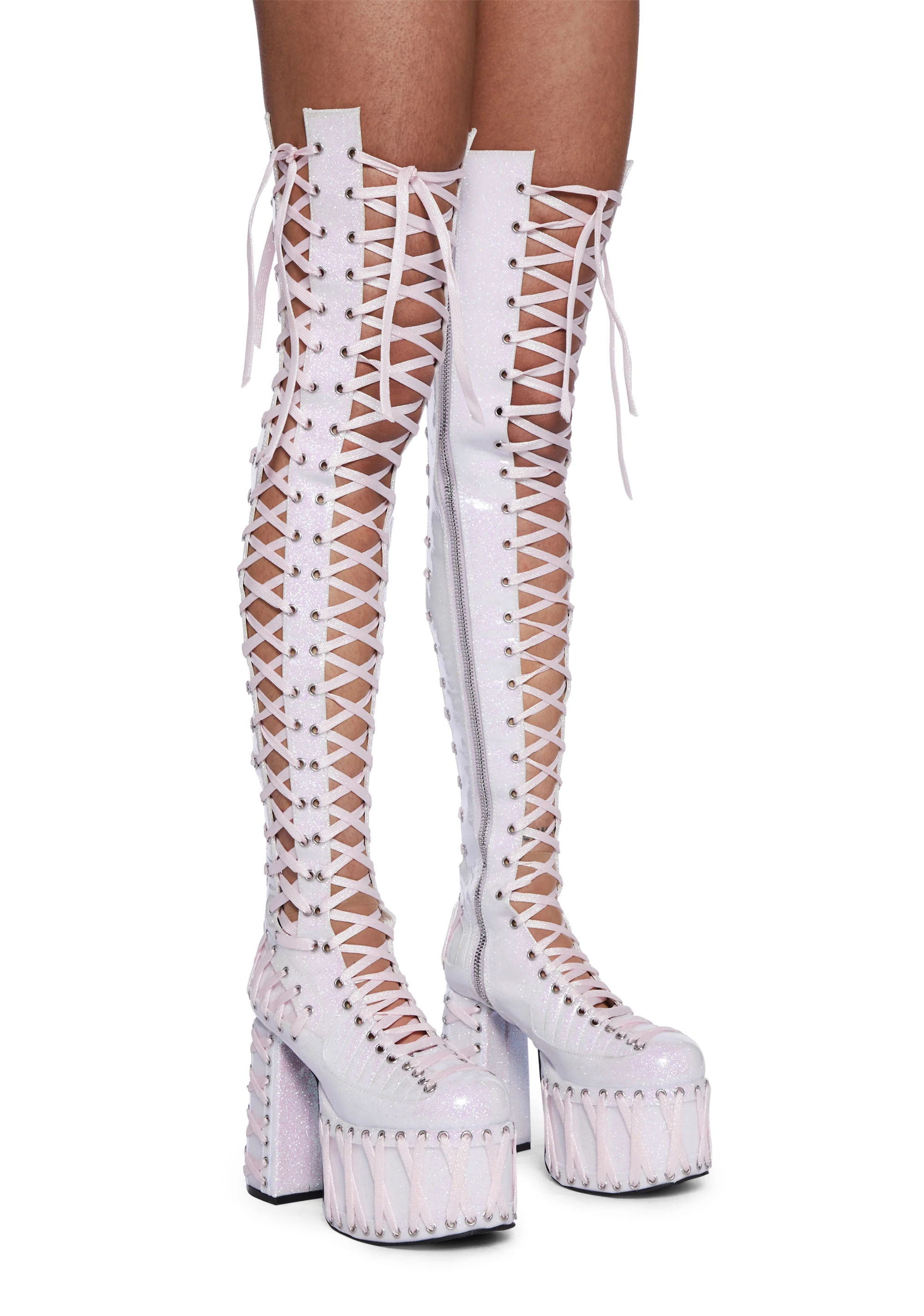 Rude Awakening Thigh High Boots - Glitter - Image 3