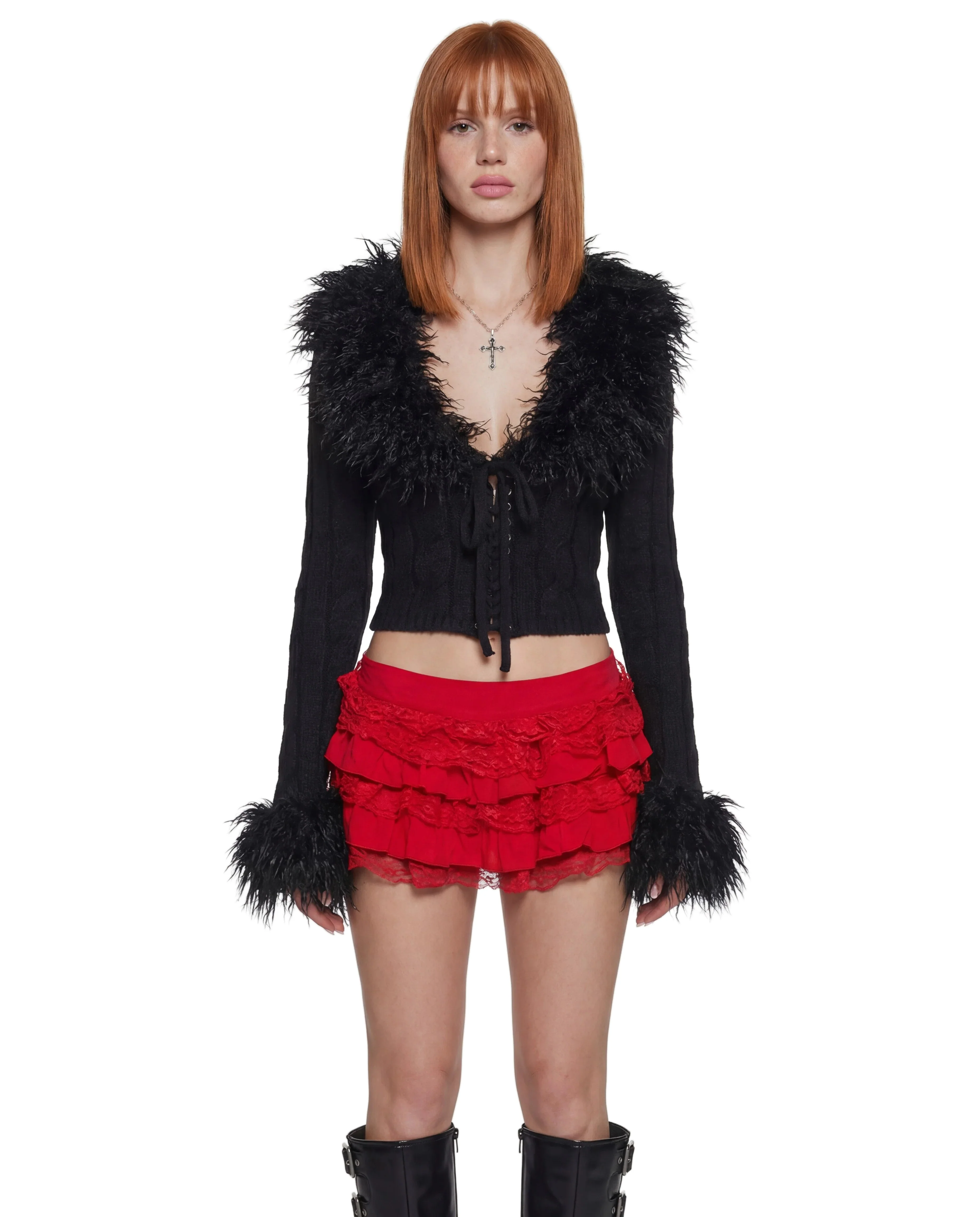Darling Affection Ruffled Mini Skort - Red - Image 5