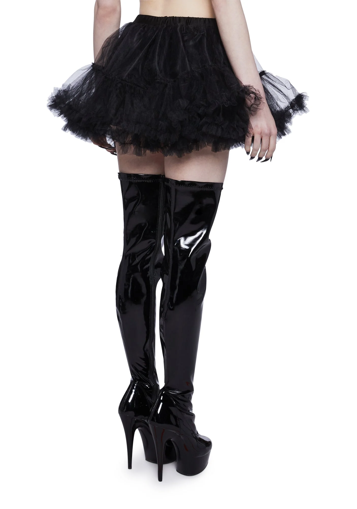 Ruffle Your Feathers Petticoat Skirt - Black - Image 4