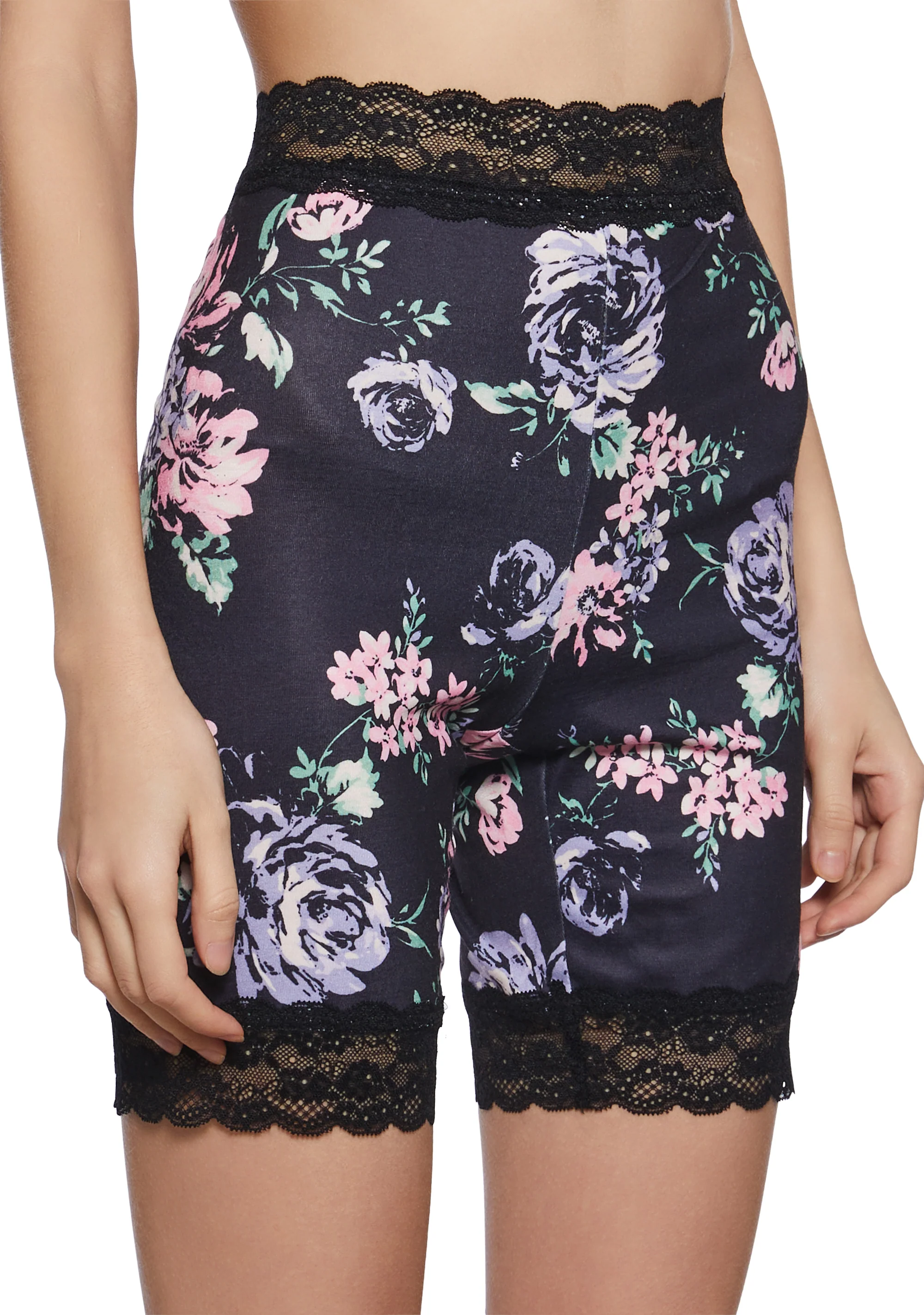 Rumor Romance Biker Shorts -  Black Floral - Image 5
