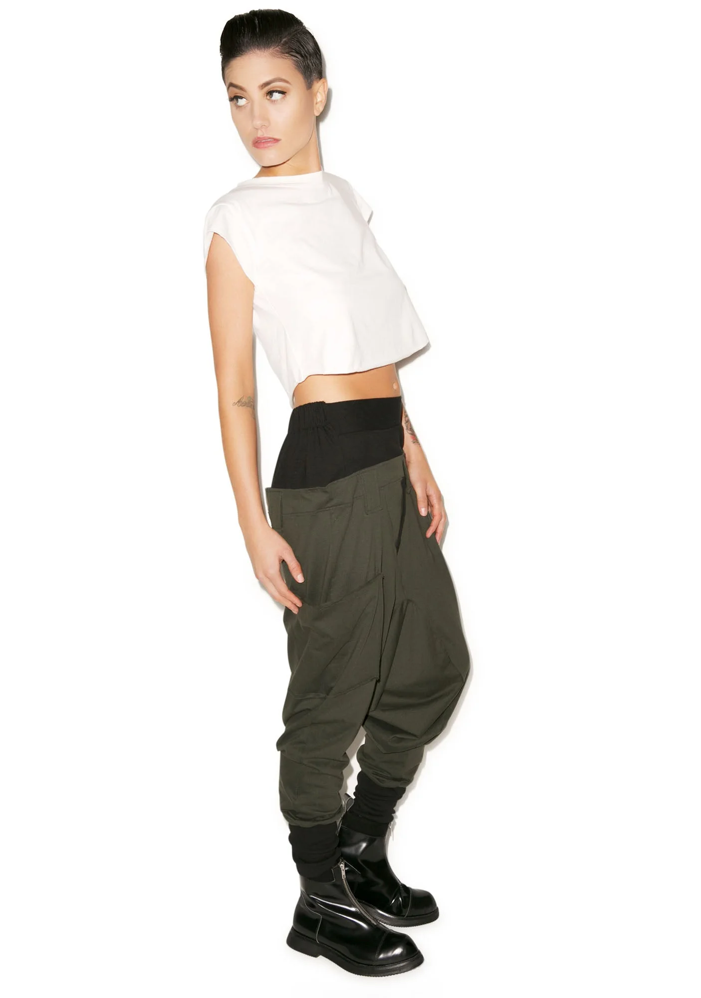 Rust Drop Crotch Pants - Dark Green - Image 2