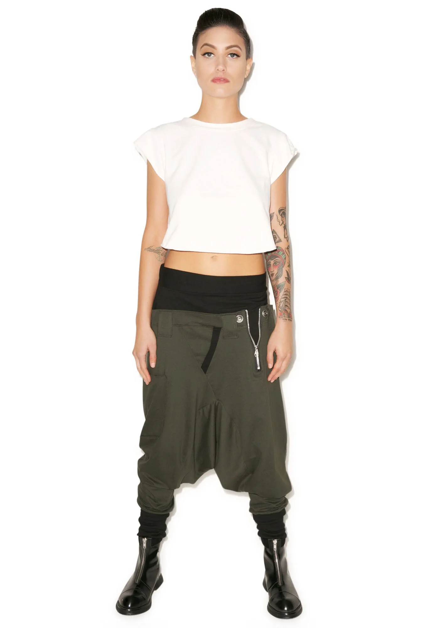 Rust Drop Crotch Pants - Dark Green - Image 5