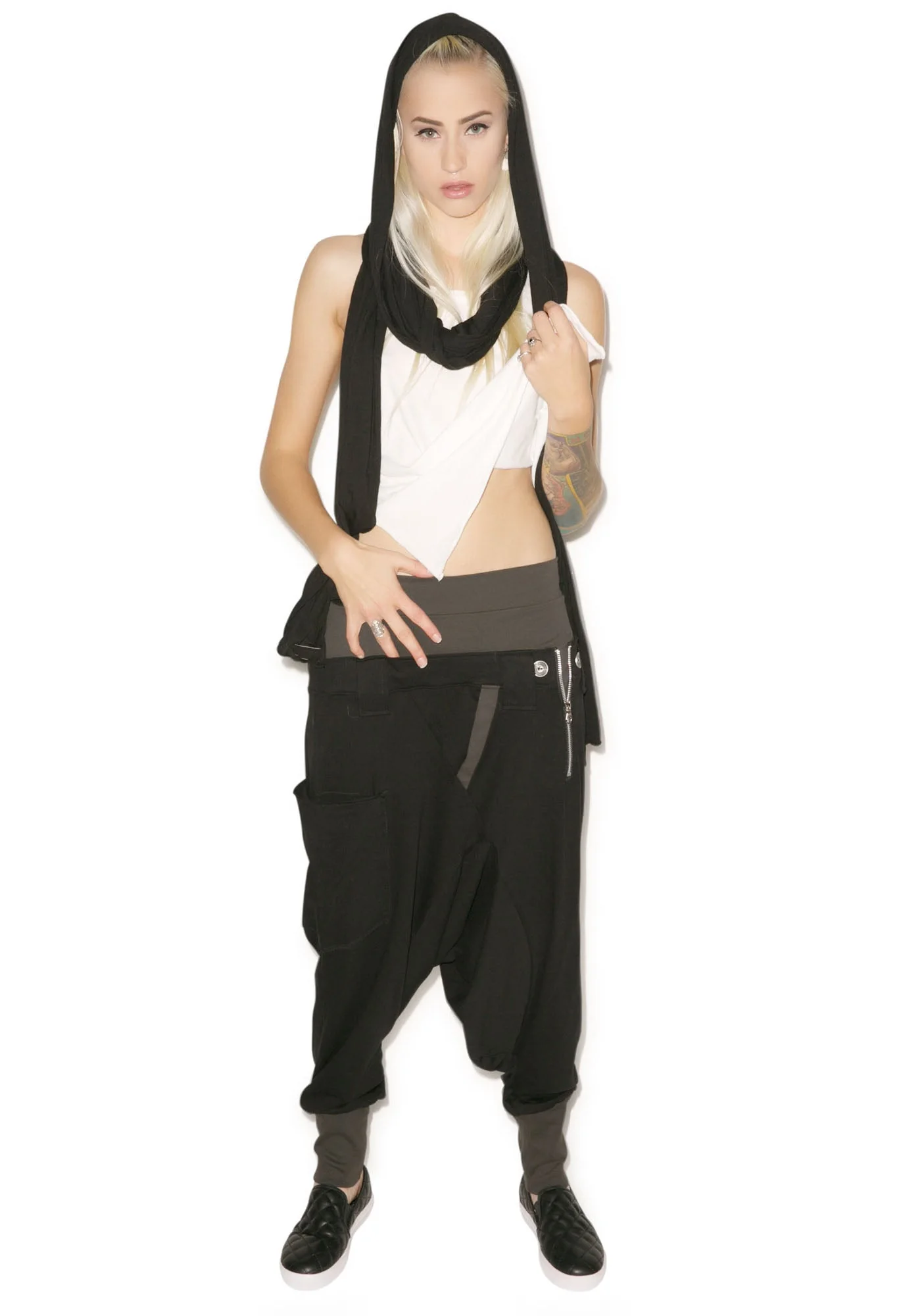 Rust Drop Crotch Pants - Dark Green - Image 7