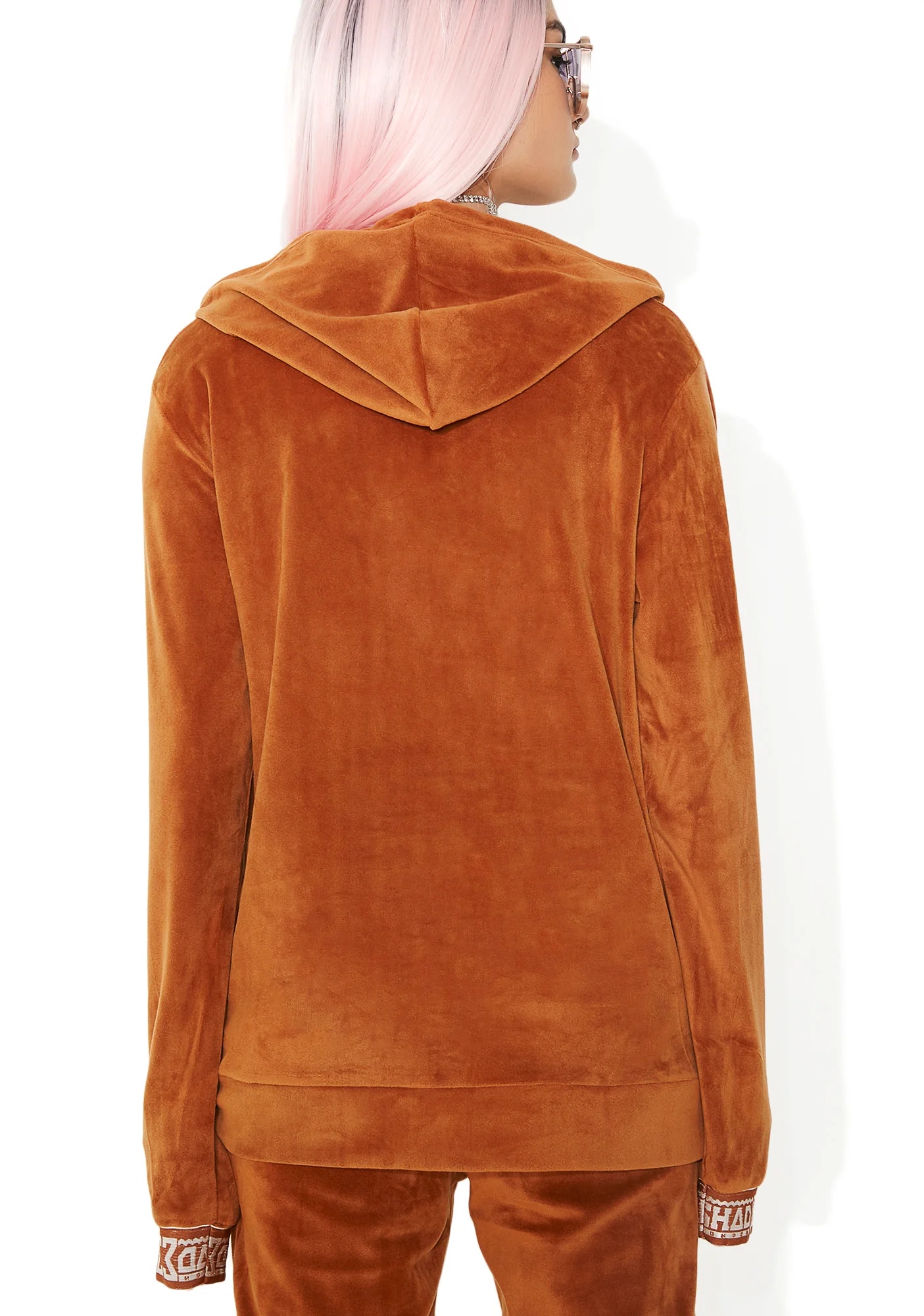 Rust Velour Hooded Sweat - Image 8