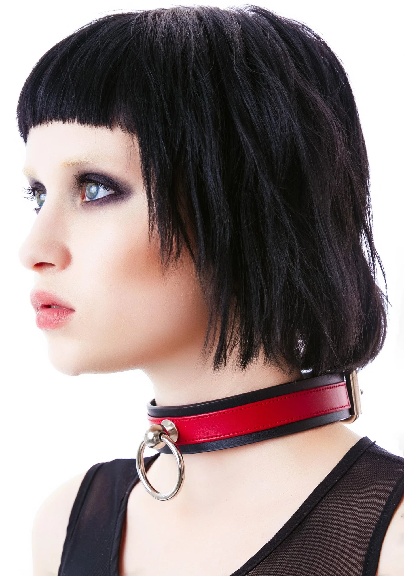 Saddle Stud O Ring Choker - Red - Image 3
