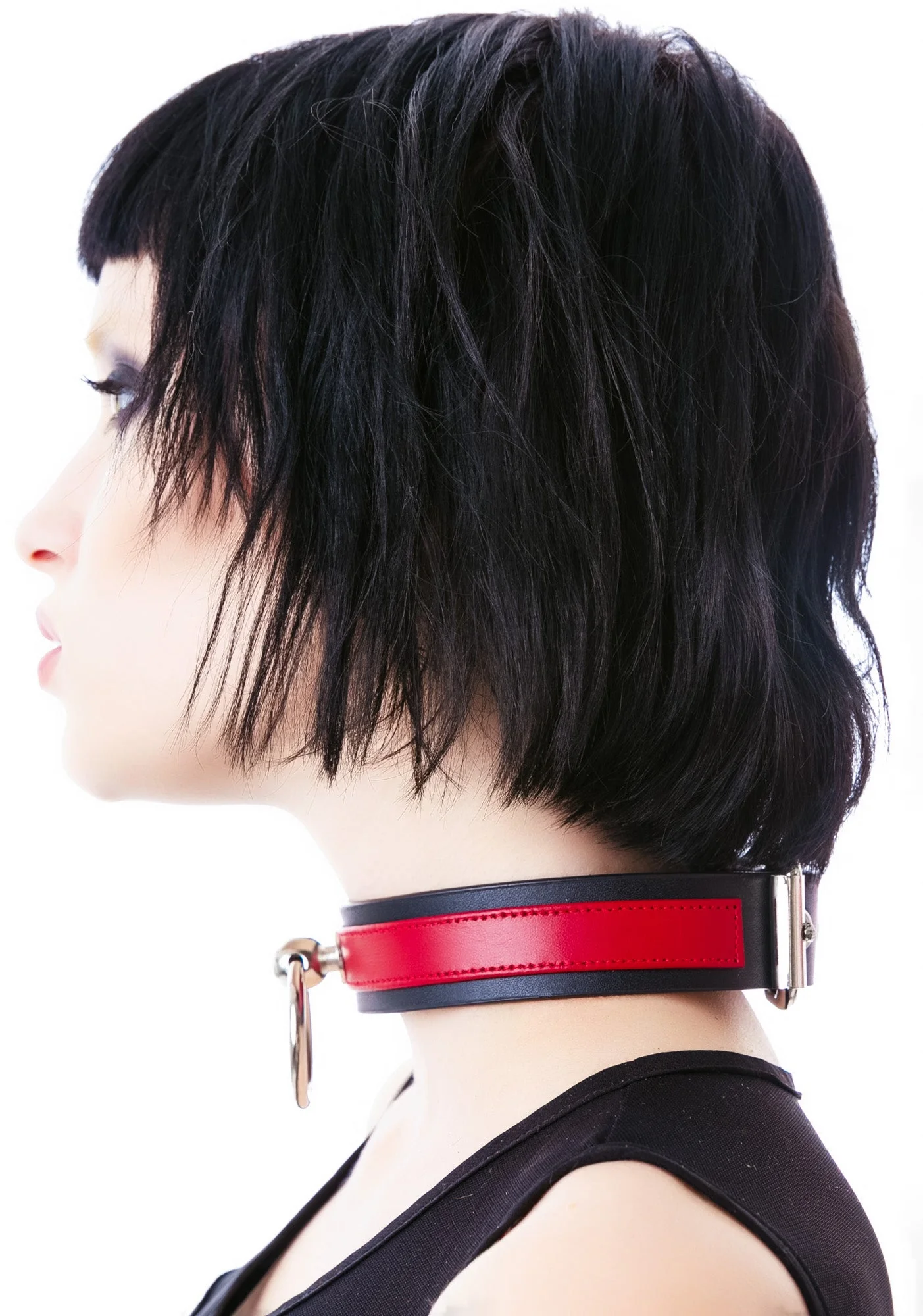 Saddle Stud O Ring Choker - White - Image 2