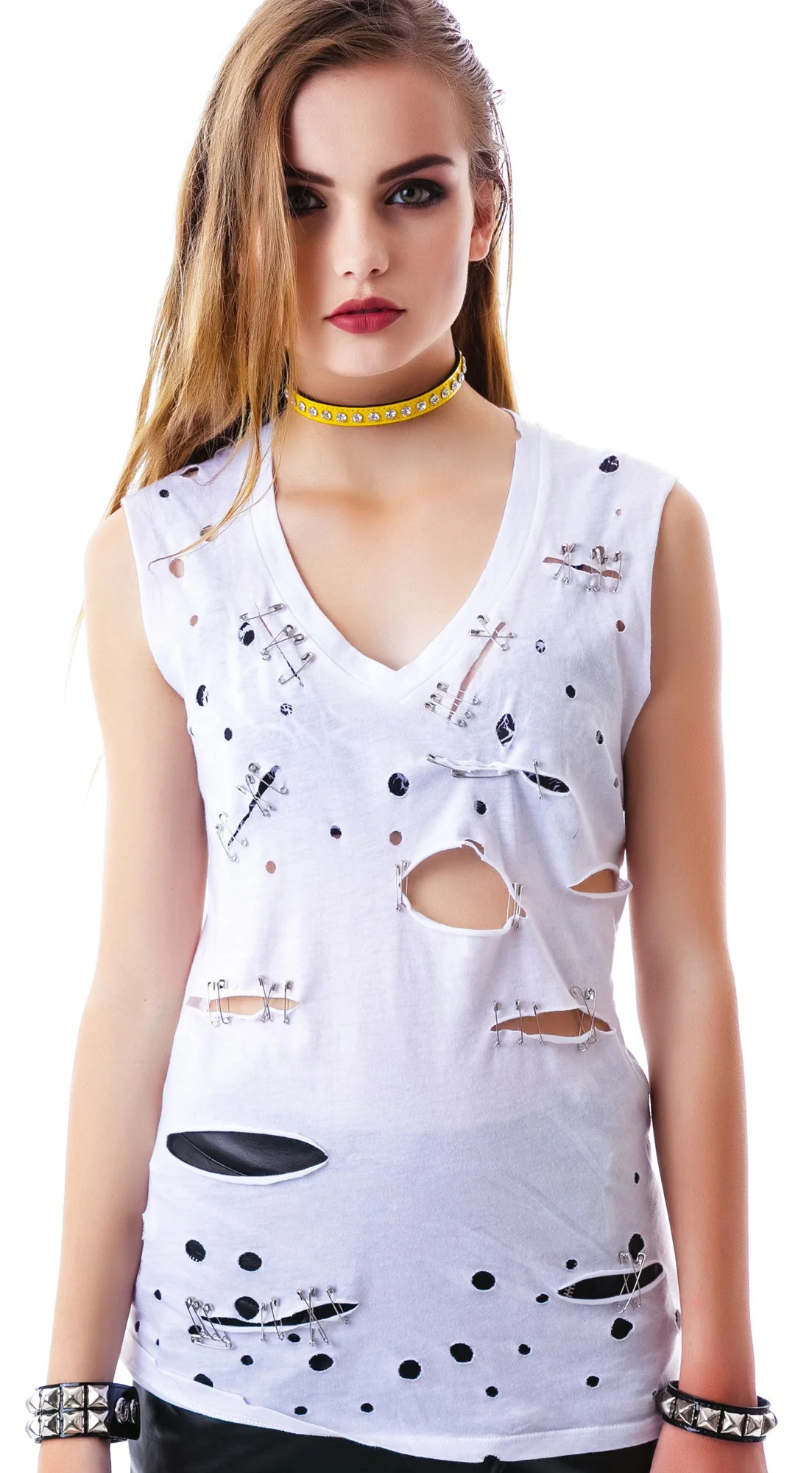 Safety Pin Tank Top - White - Image 10