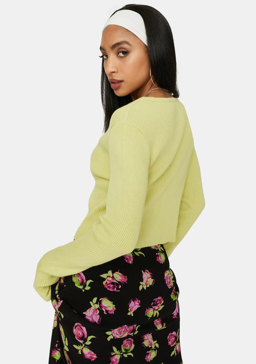 Sage Find Paradise Ribbed V-Neck Cardigan - Image 4